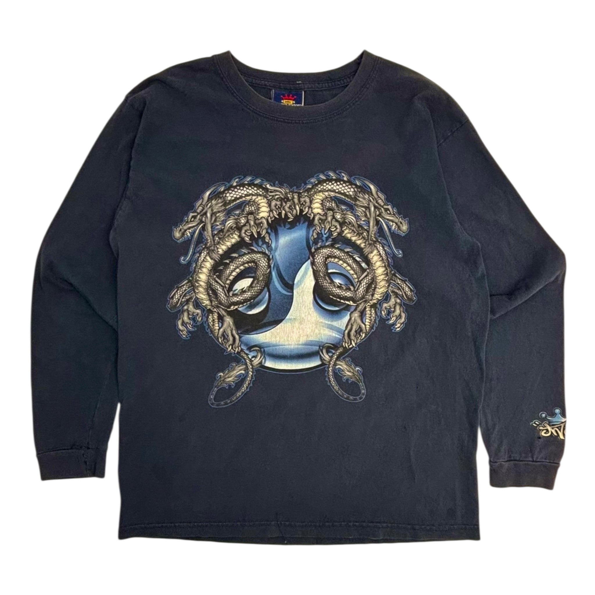 Vintage Y2K JNCO Jeans Twin Dragon Yin Yang Longsleeve T-Shirt