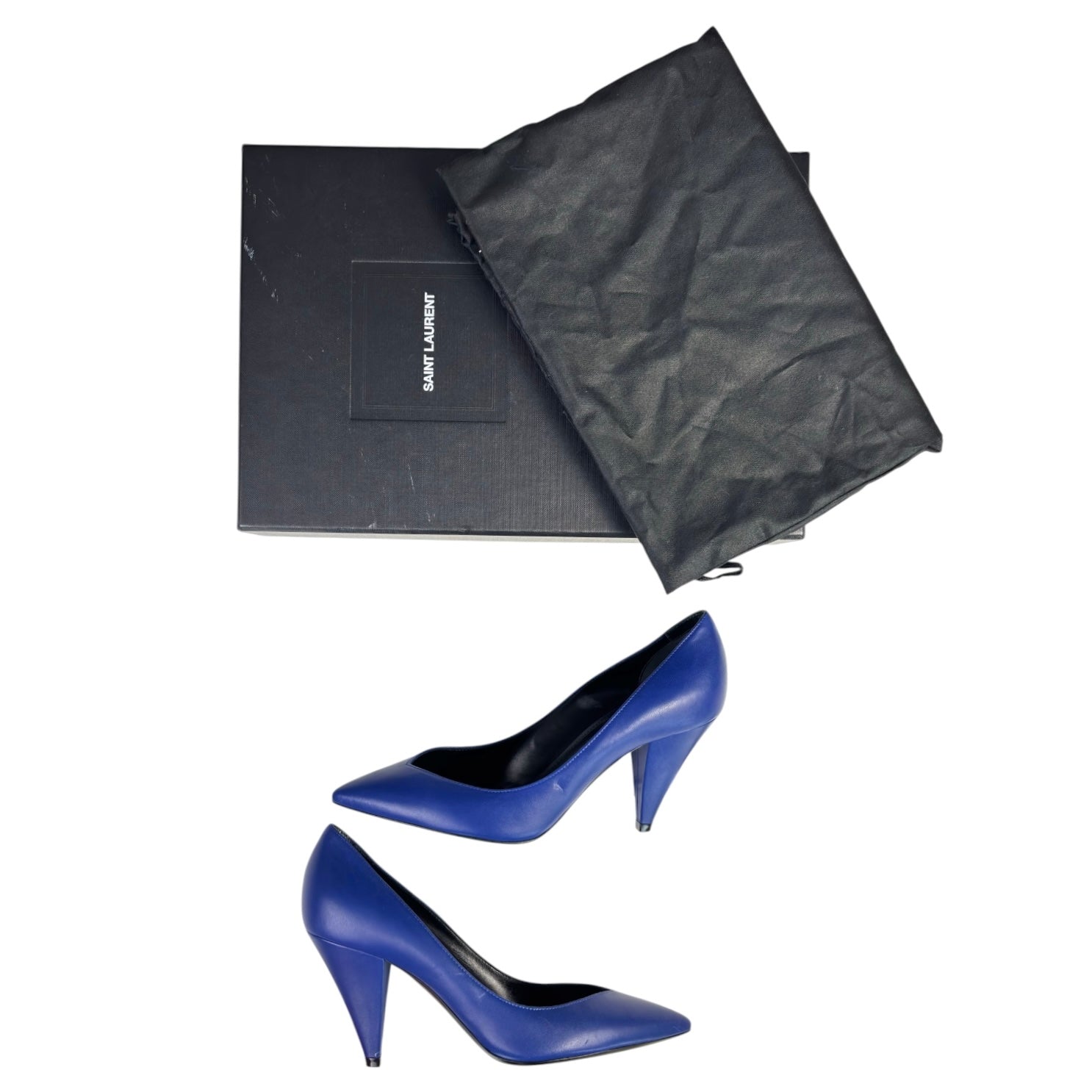 (W) Saint Laurent Patent Leather Kiki Pumps Blue