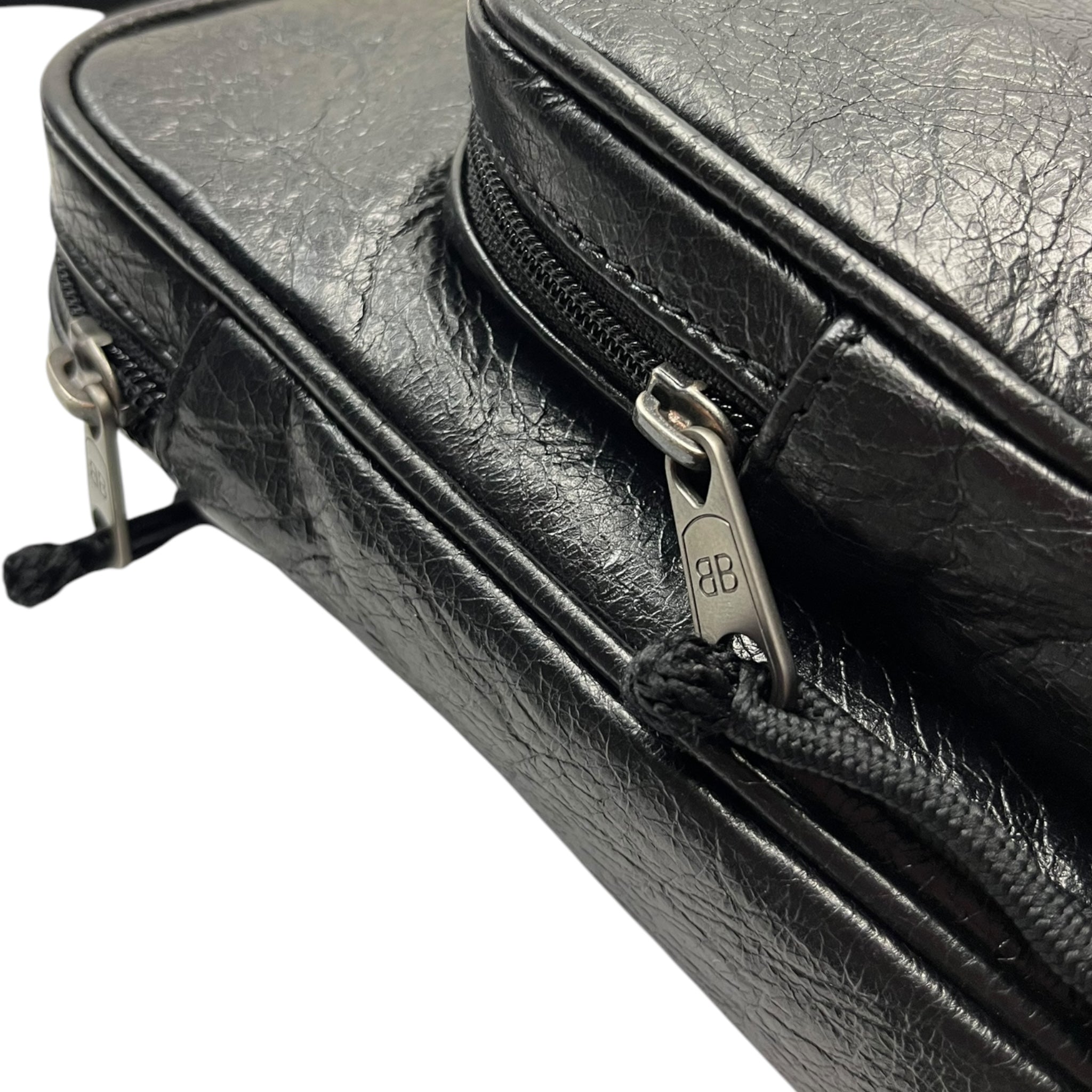 Balenciaga Explorer Crossbody Messenger Bag in Black Lambskin
