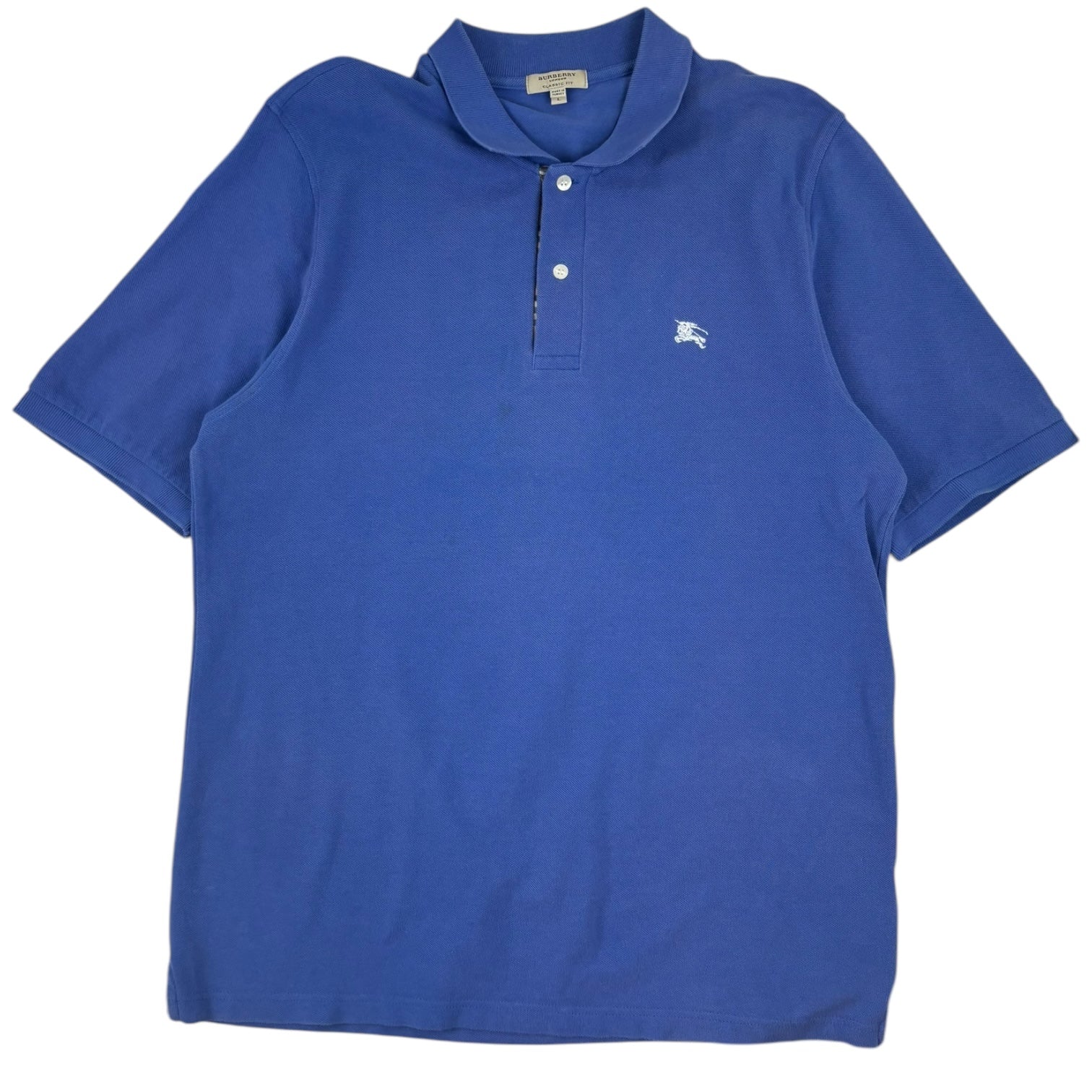 Burberry Button-Up Polo T-Shirt Blue
