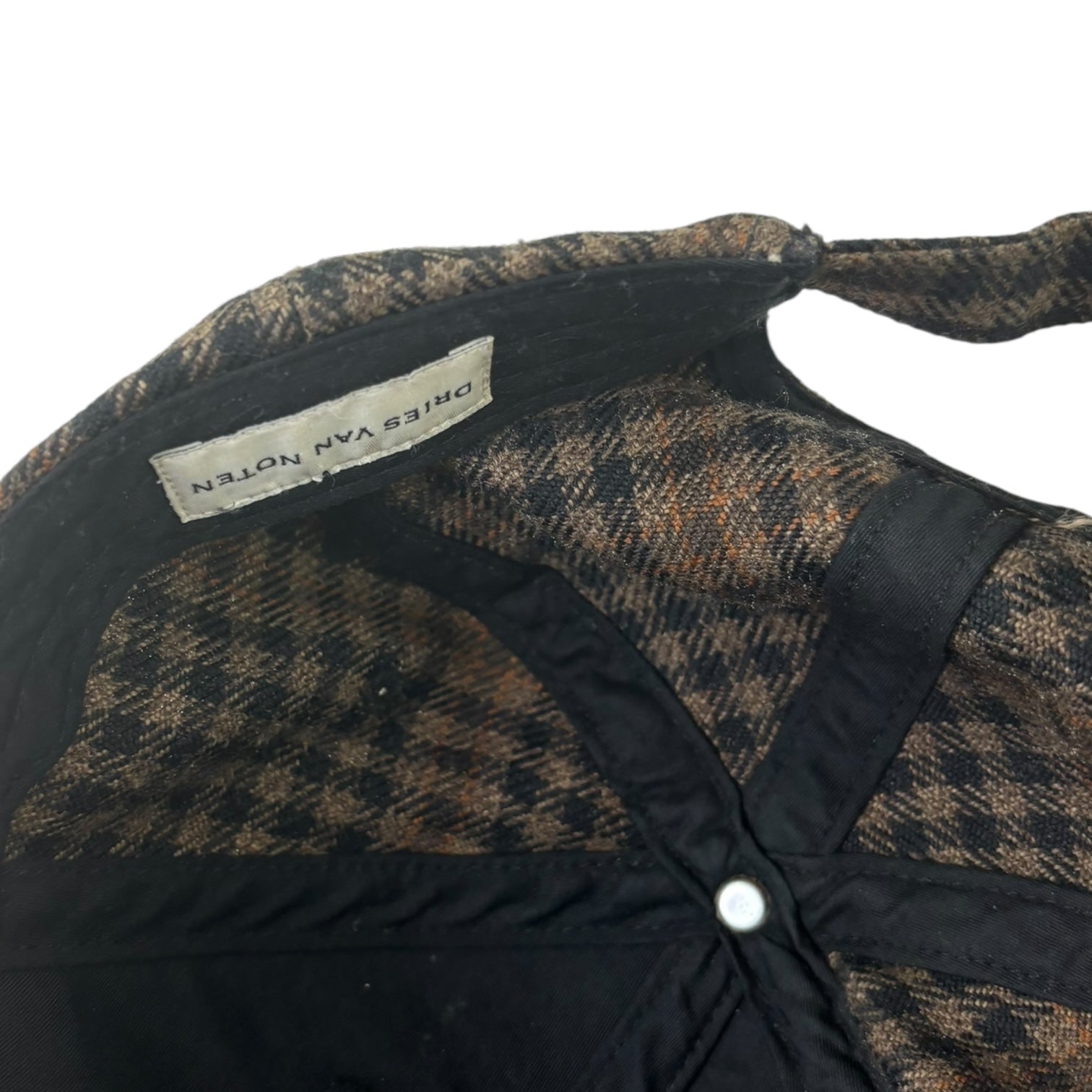 Dries Van Noten Wool-Blend Check Giles StrapBack Hat Brown