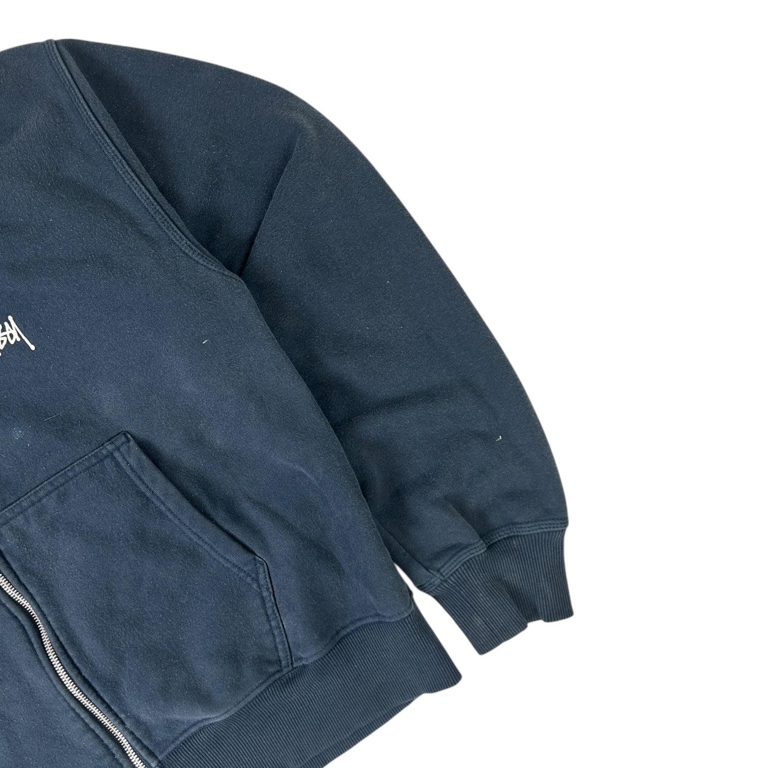Stussy Basic Stock Logo Zip Up Hoodie Navy