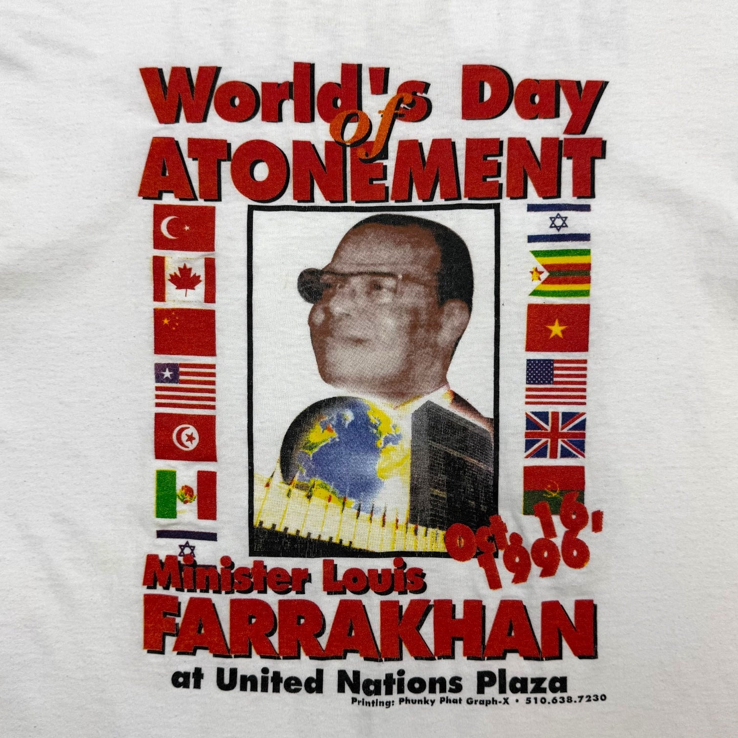 Vintage Test Print Minister Farrakhan/ Tupac Macavelli Tee White