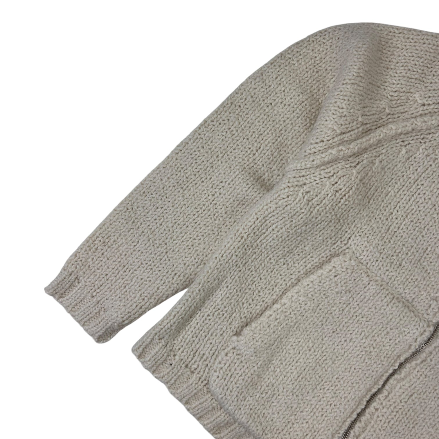 Stussy Chunky Knit Zip Up Hoodie Ivory