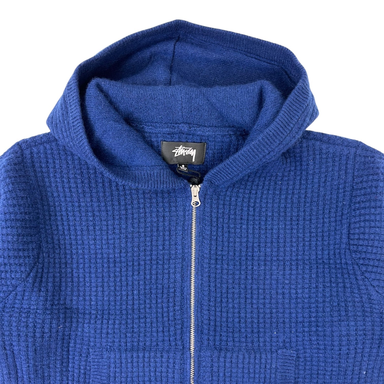 Stussy Waffle Cashmere Zip Up Hoodie Navy