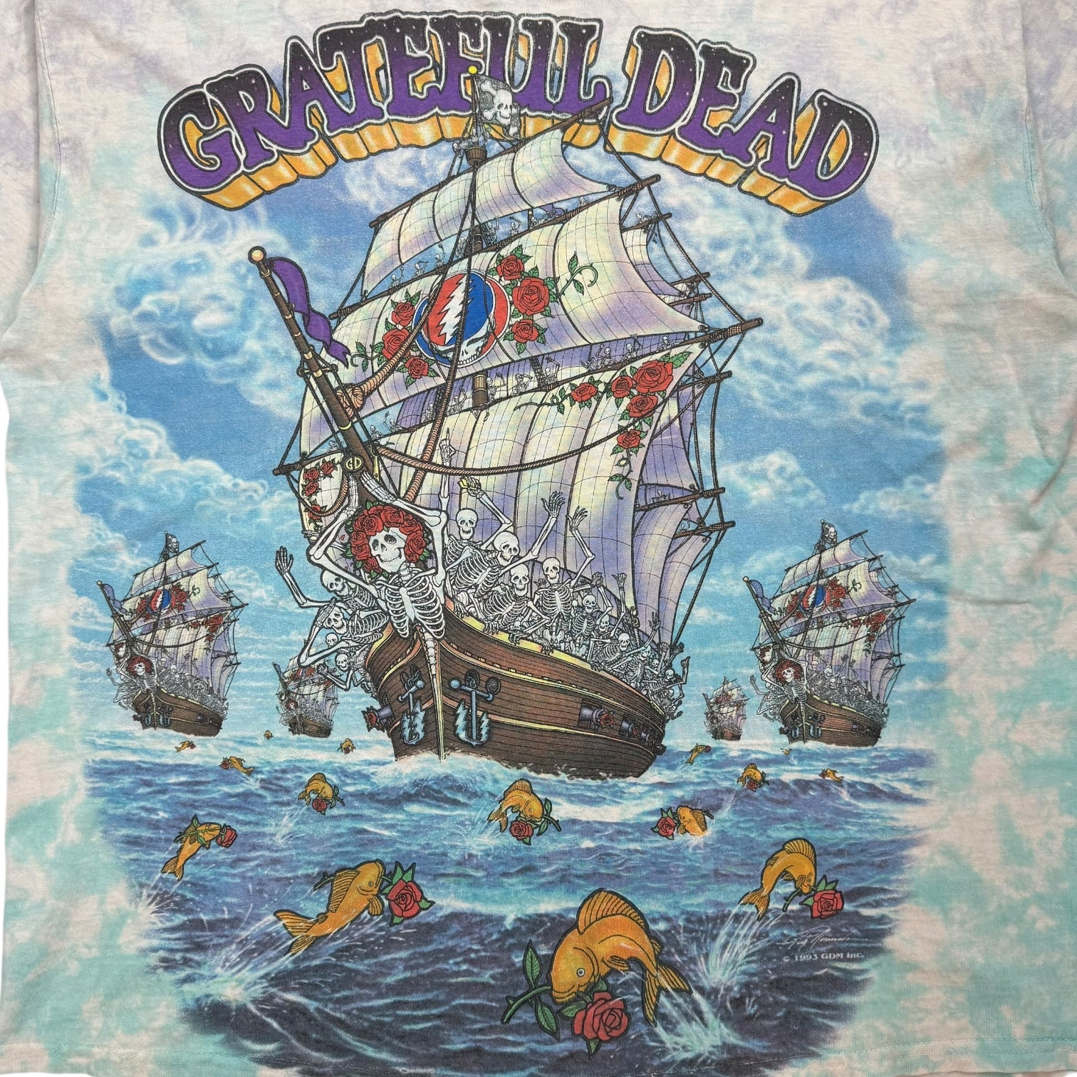 1993 Liquid Blue Grateful Dead Ship Of Fools Tee White