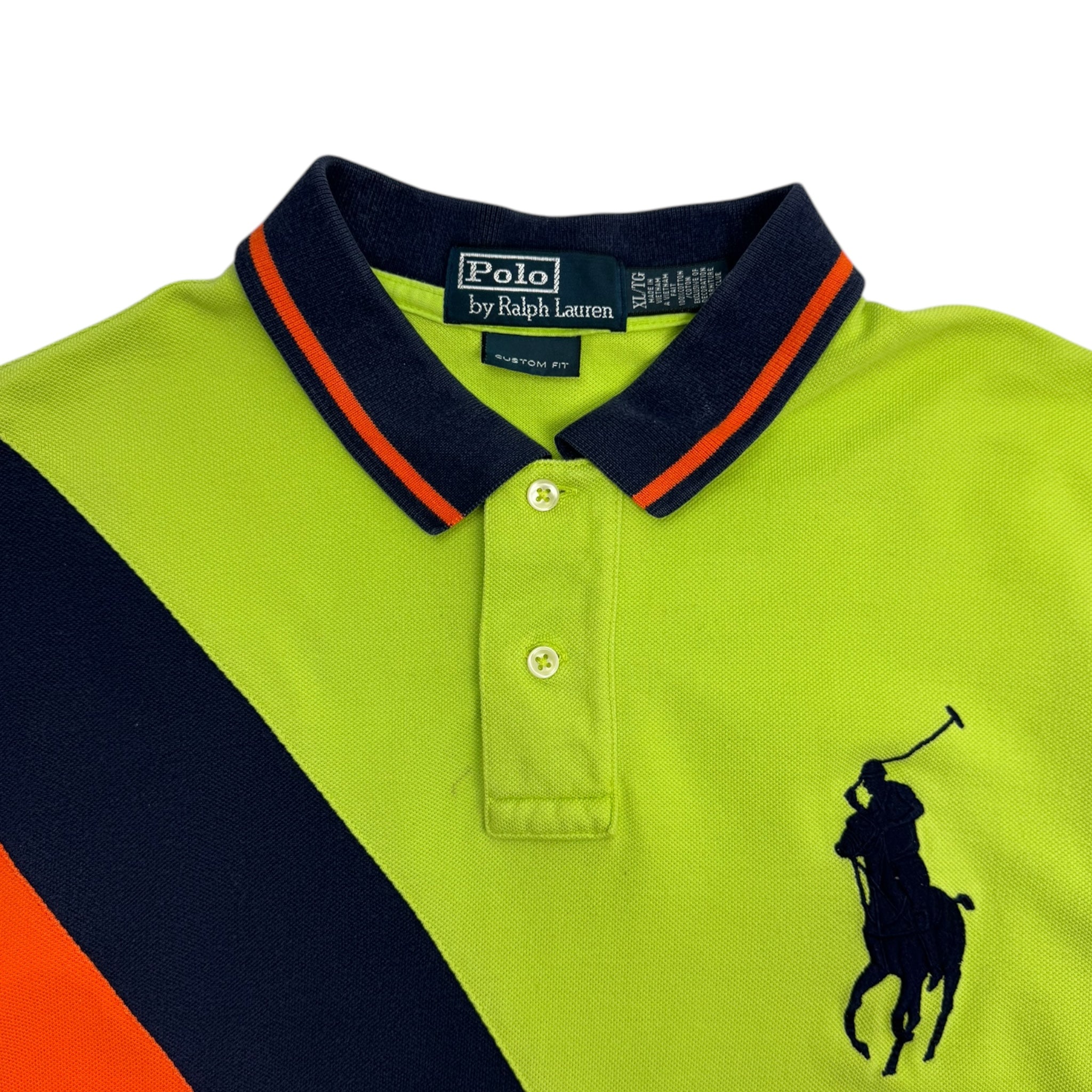 Vintage Polo Ralph Lauren Big Pony Diagonal Stripe Collared Shirt