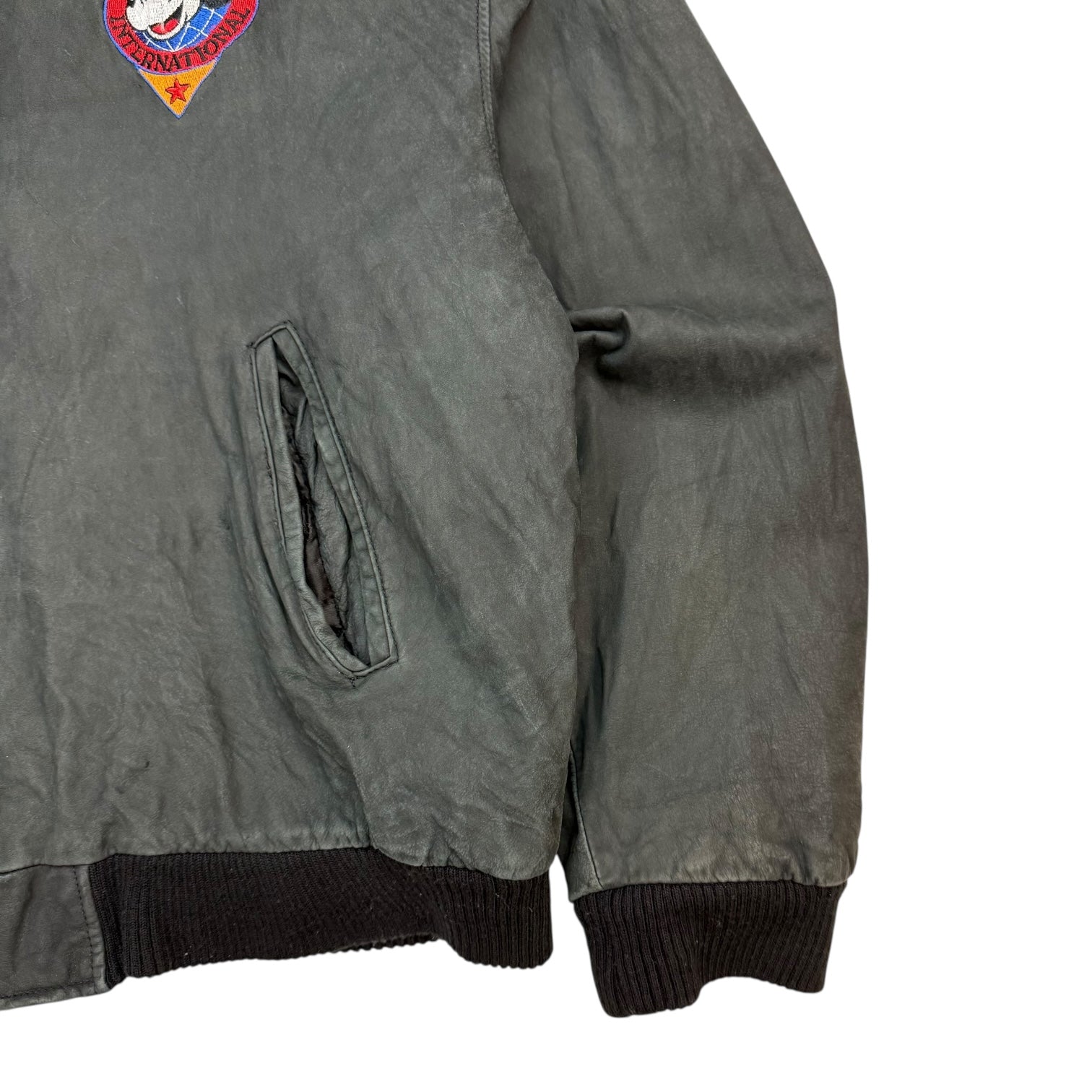 1990s Disney Mickey Mouse International Leather Jacket Black