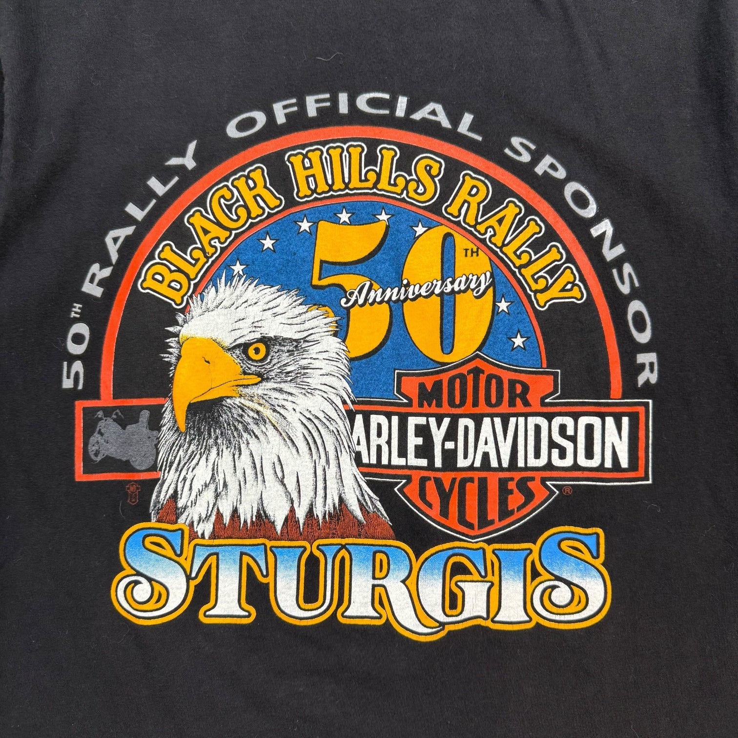 1990 Harley Davidson 50th Anniversary Sturgis Bike Rally Tee Black