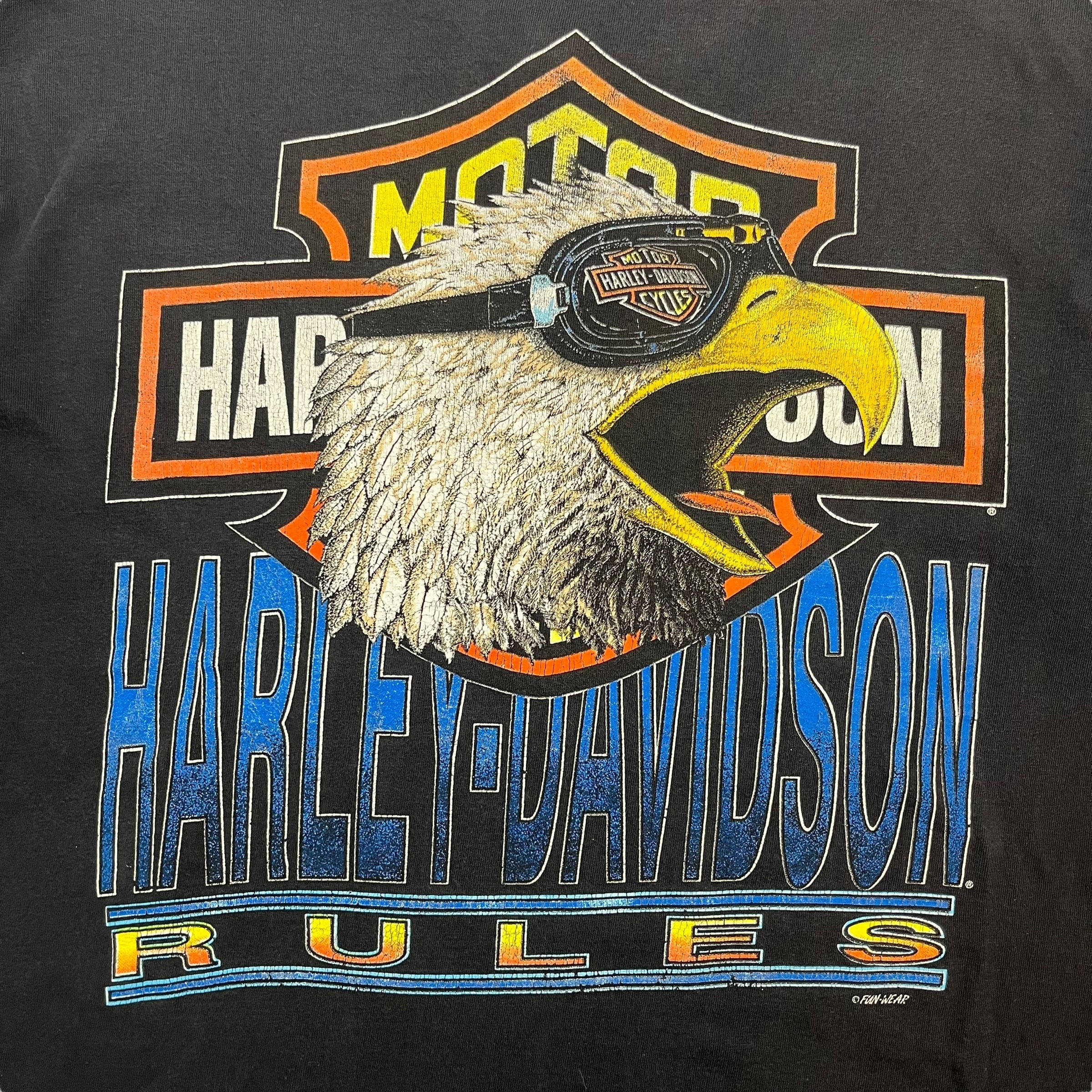Vintage Harley-Davidson Rules Henley Tee Black