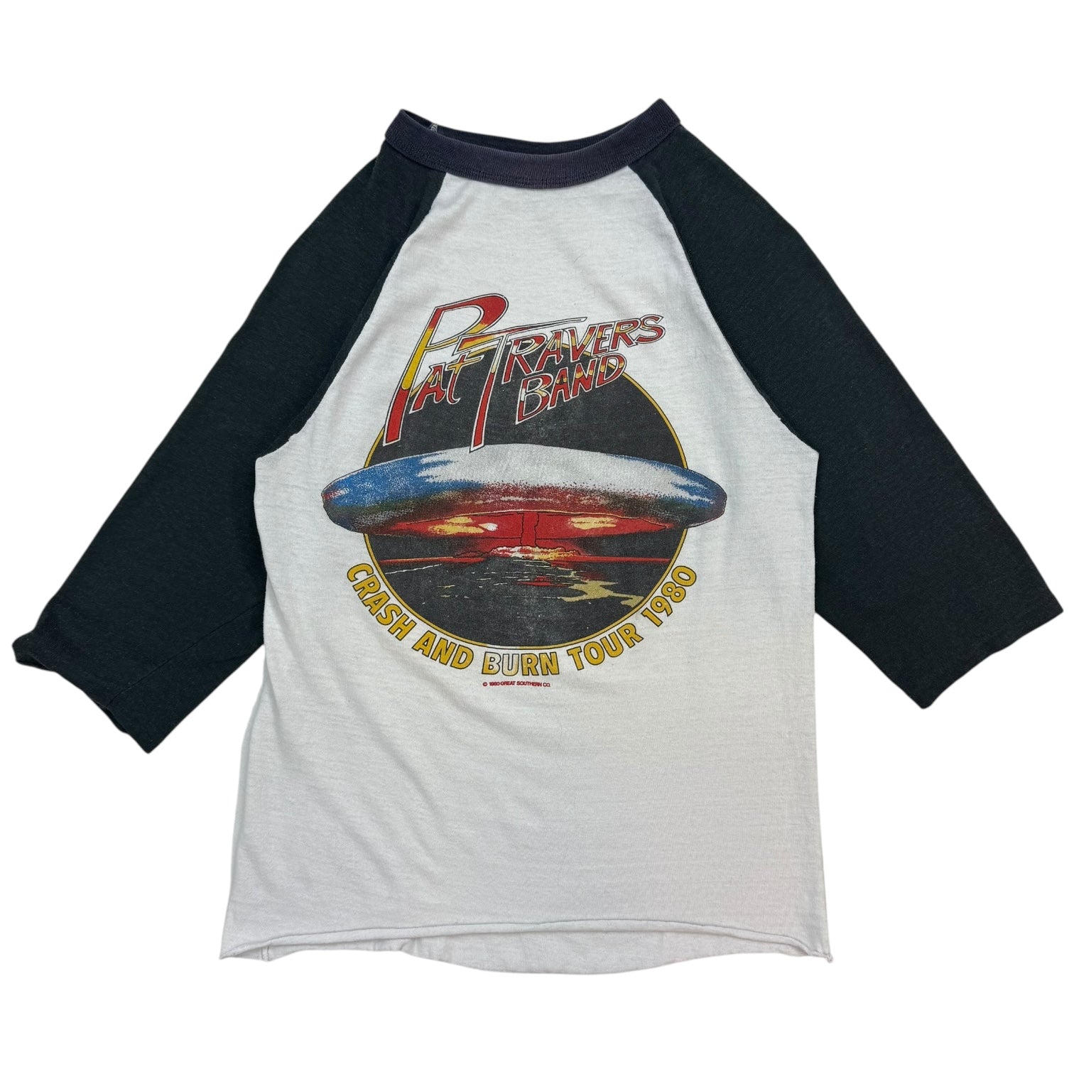 1980 Pat Travers Band Crash And Burn Tour 3/4 Sleeve Tee White/Black