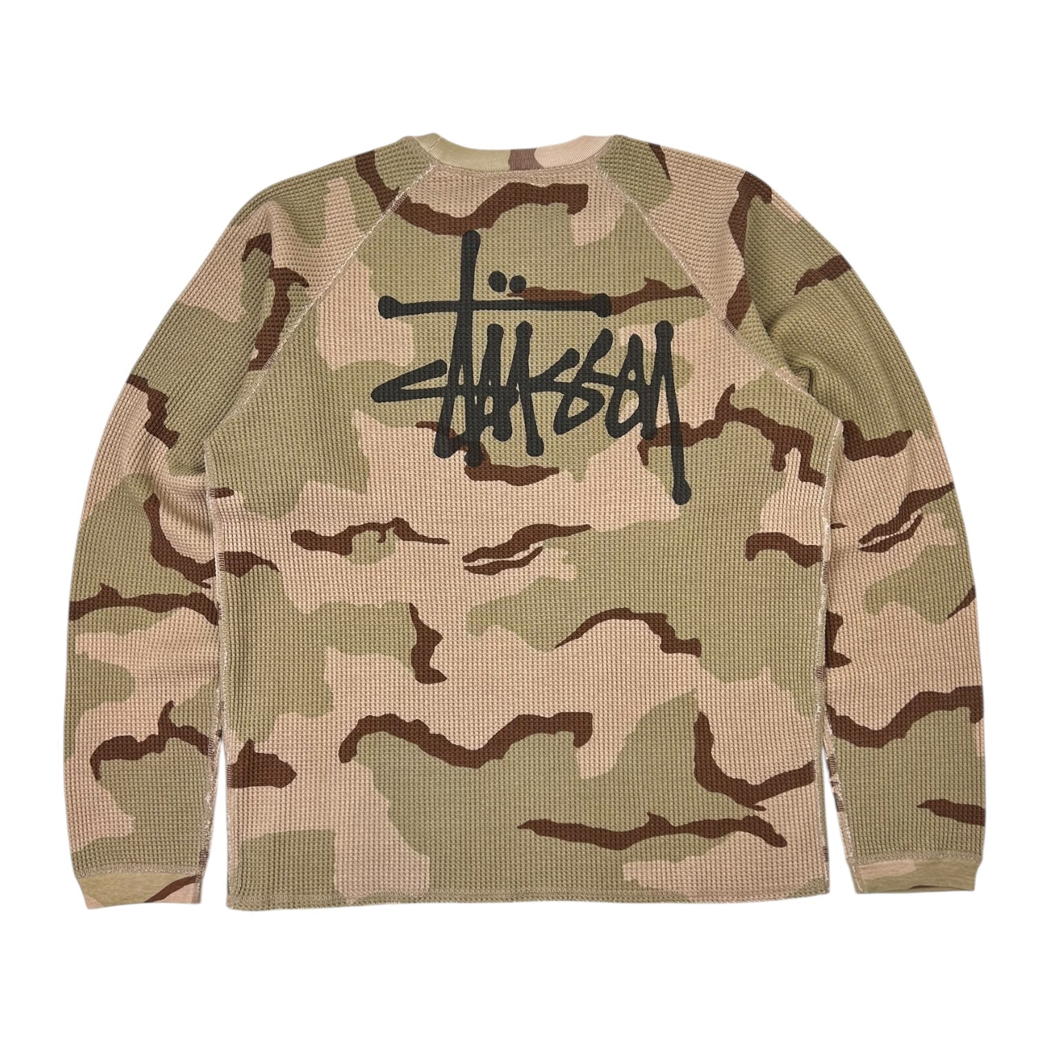 Stussy Raglan Thermal Long Sleeve Shirt Sand Camo