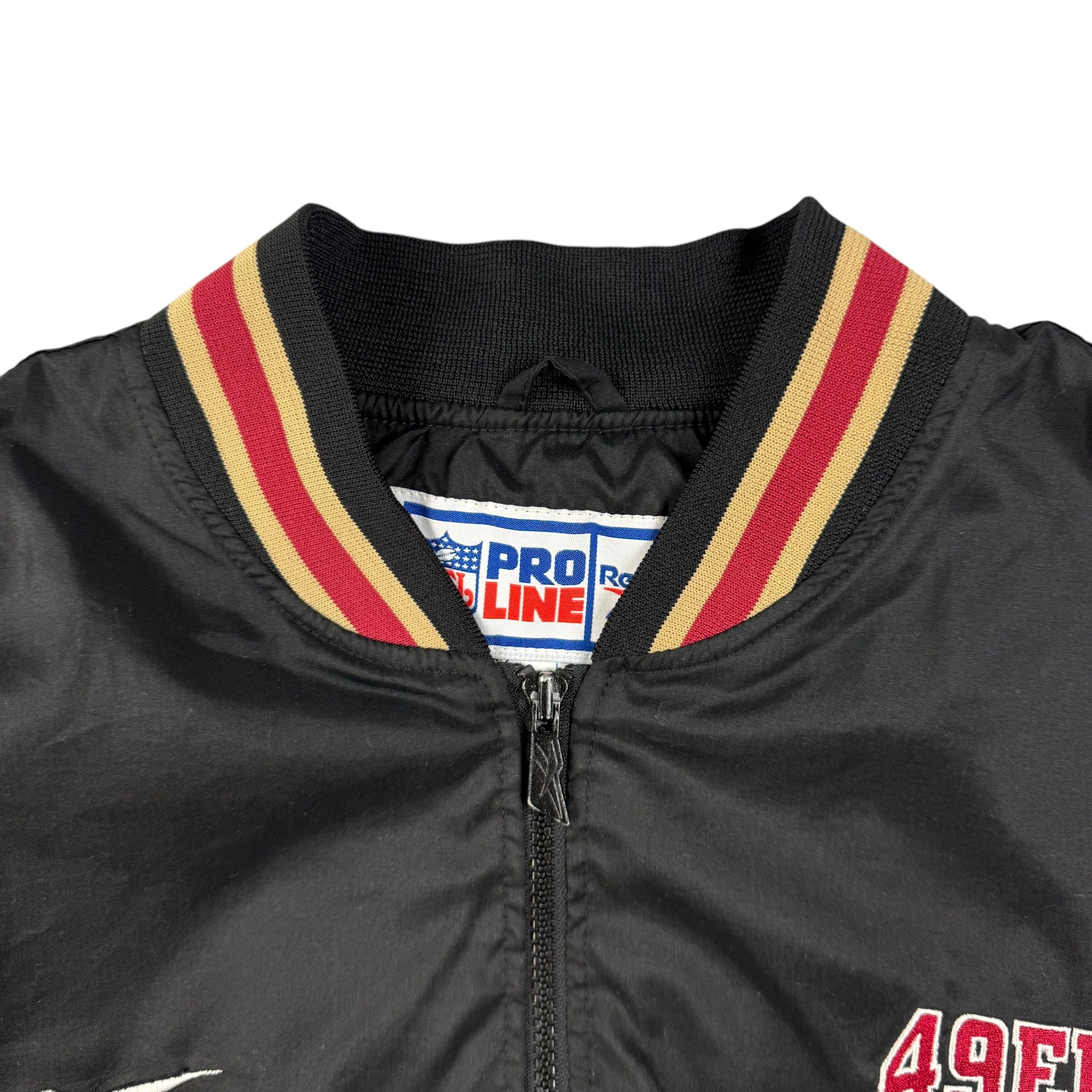 Vintage San Francisco 49ers Pro Line Quarter Zip Bomber Jacket Black