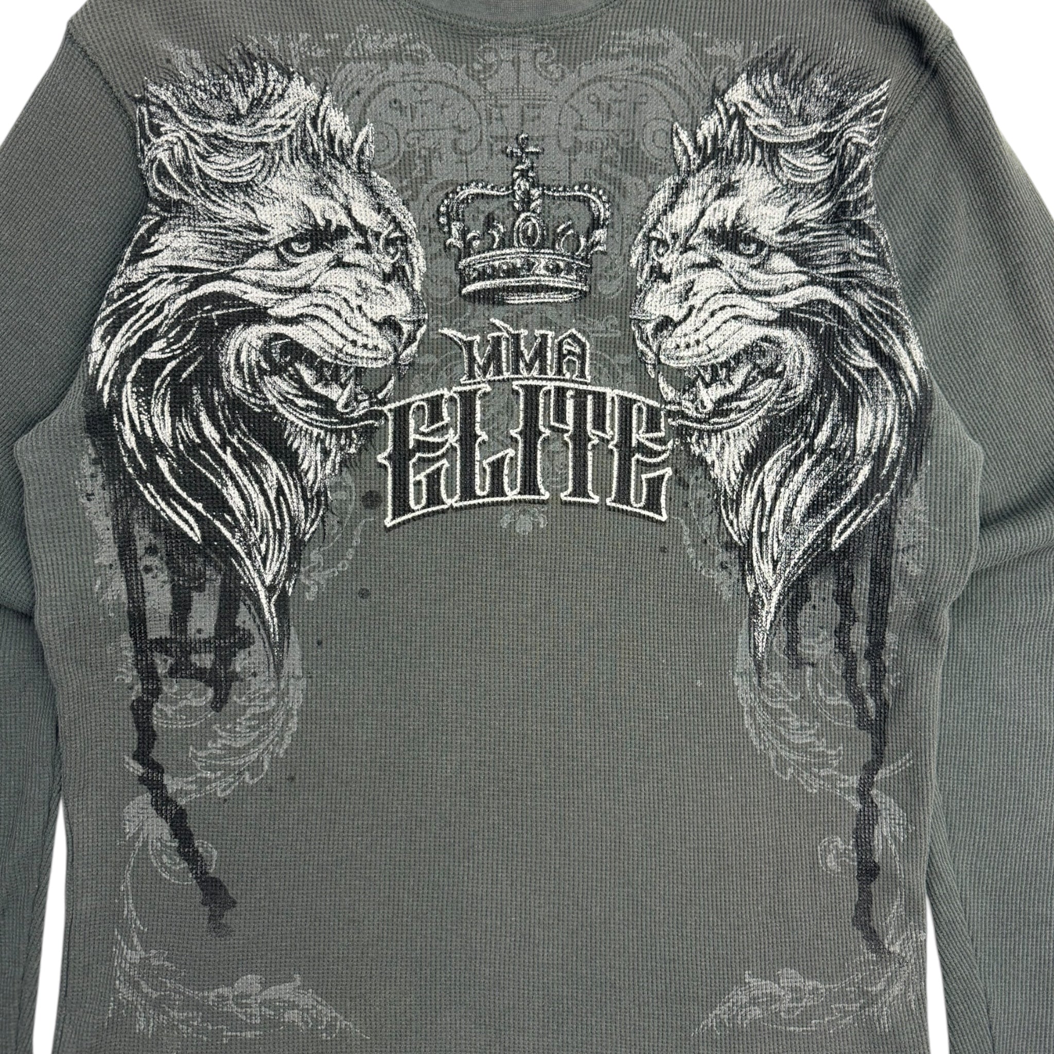 Vintage Y2K MMA Elite Lions & Crown Thermal L/S T-Shirt