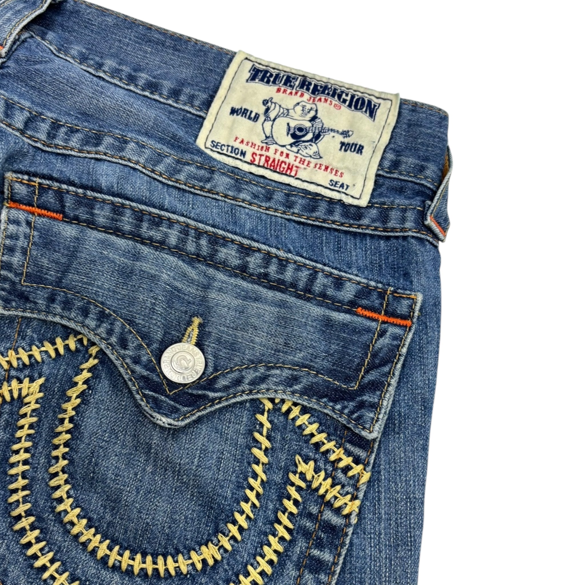 Y2K True Religion Chain Stitch Light Blue Wash Denim Bottoms