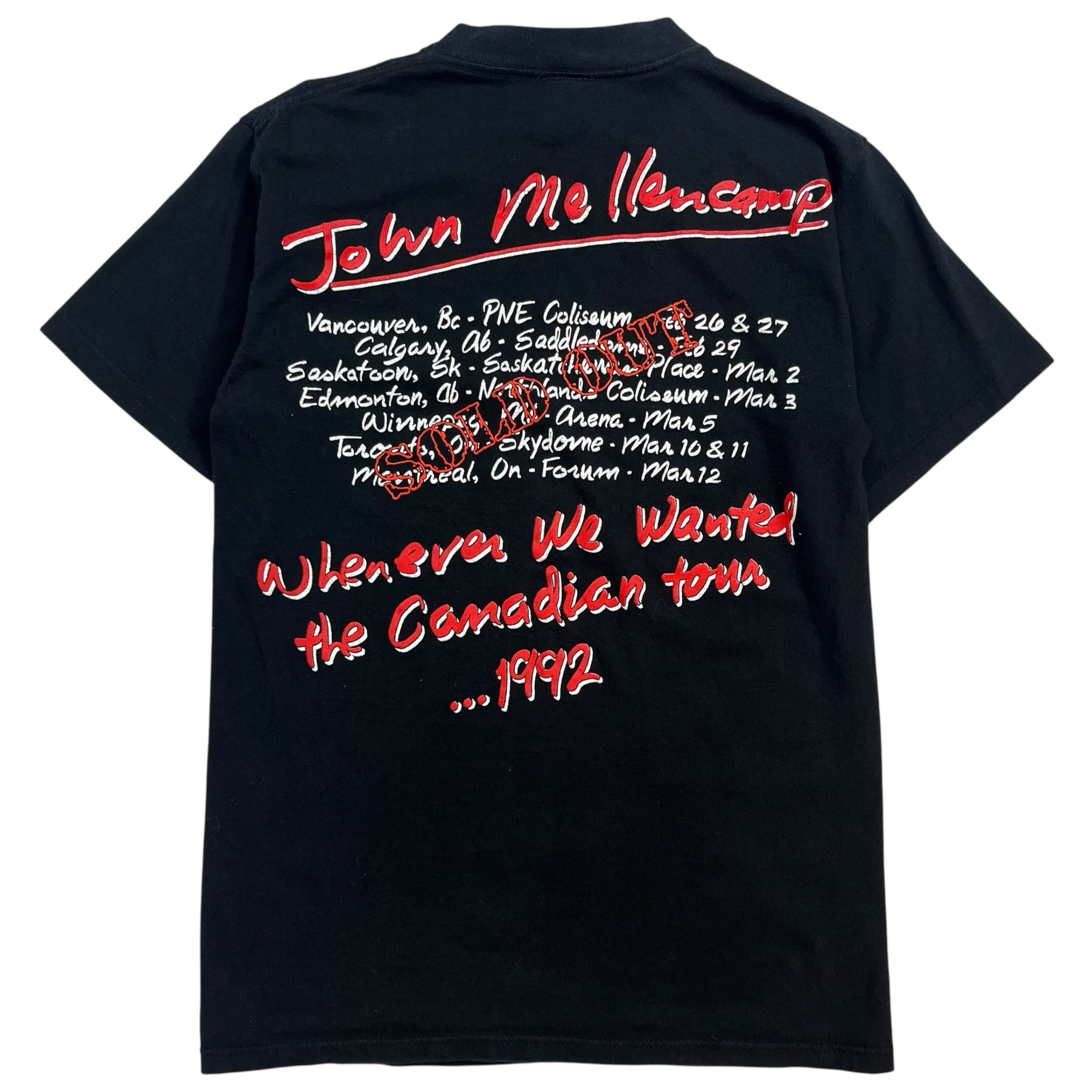 1992 John Mellencamp Canada Tour Tee Black