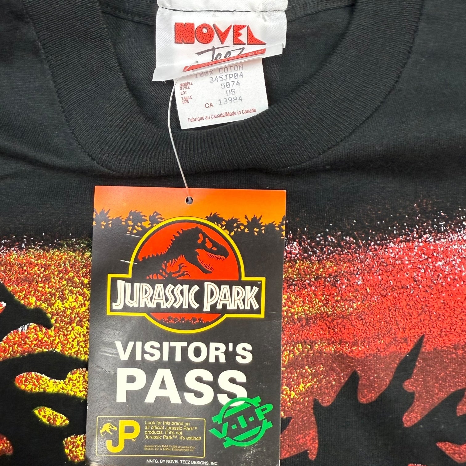 1993 Jurassic Park Universal Studios Tee Black