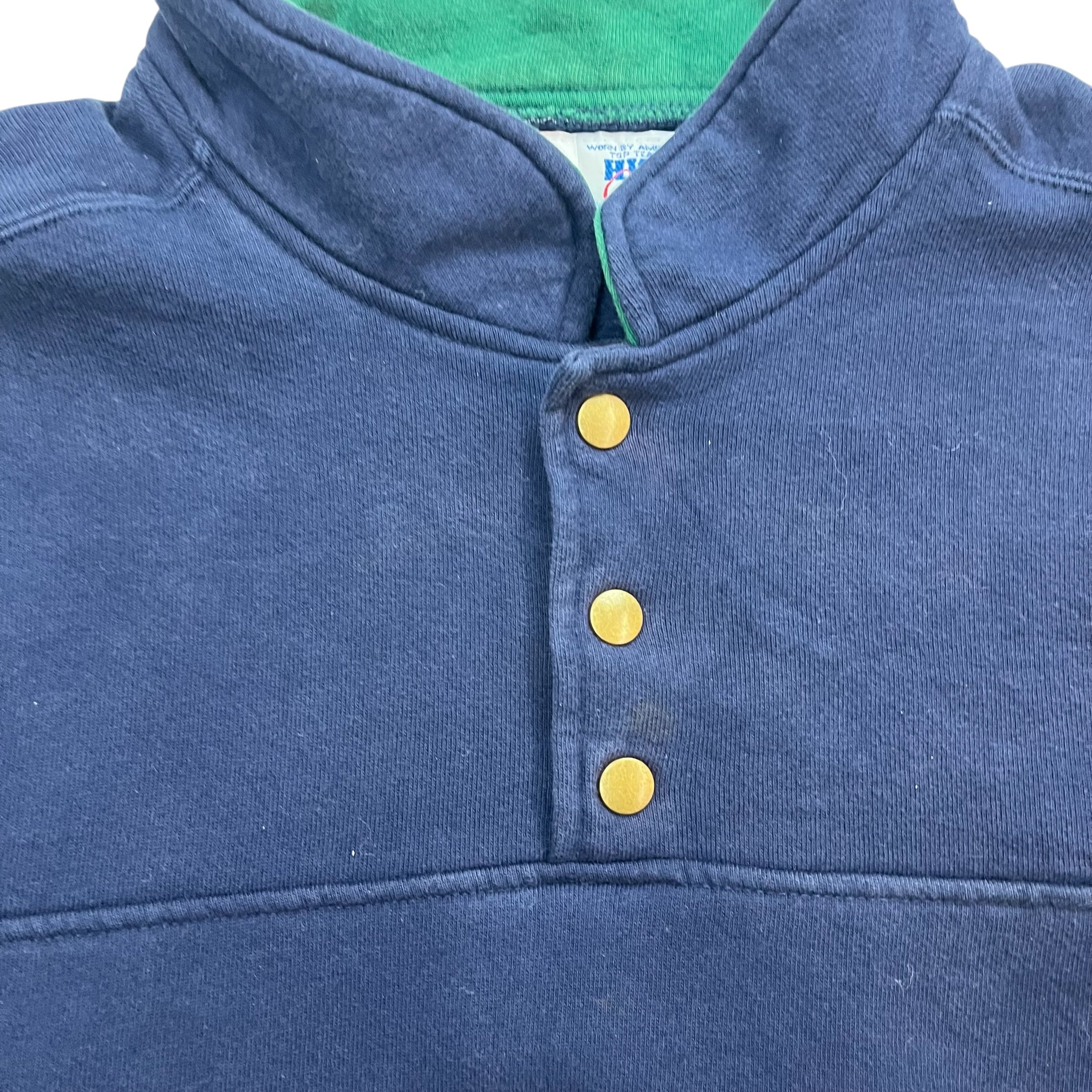 Vintage Russell 1/4 Snap Button Sweatshirt Navy