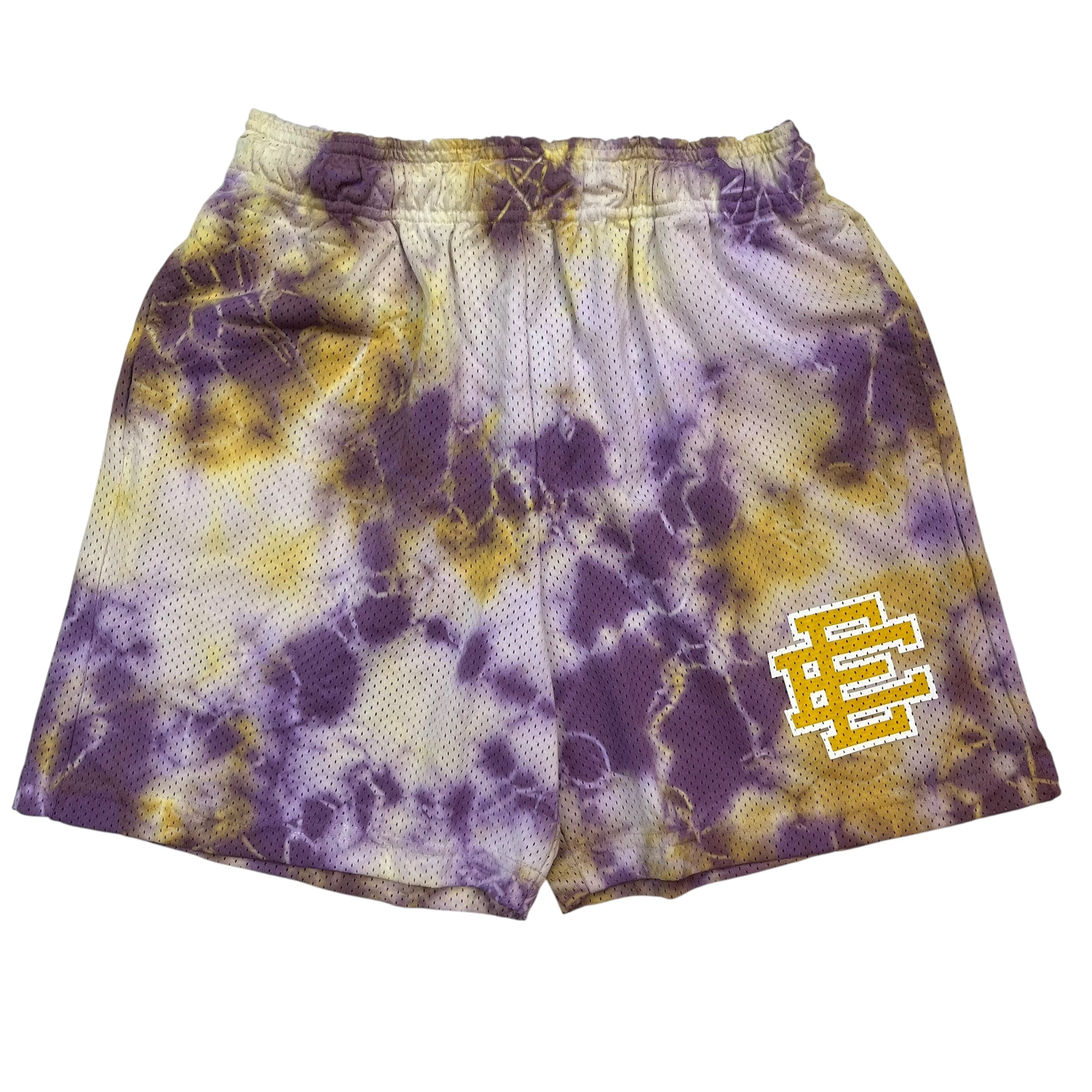 Eric Emanuel Tie Dye Shorts Lakers Yellow Purple