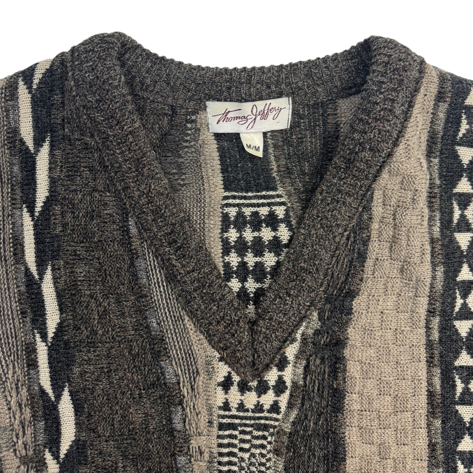 Vintage Checkerboard/Abstract Patterned 3D Knit