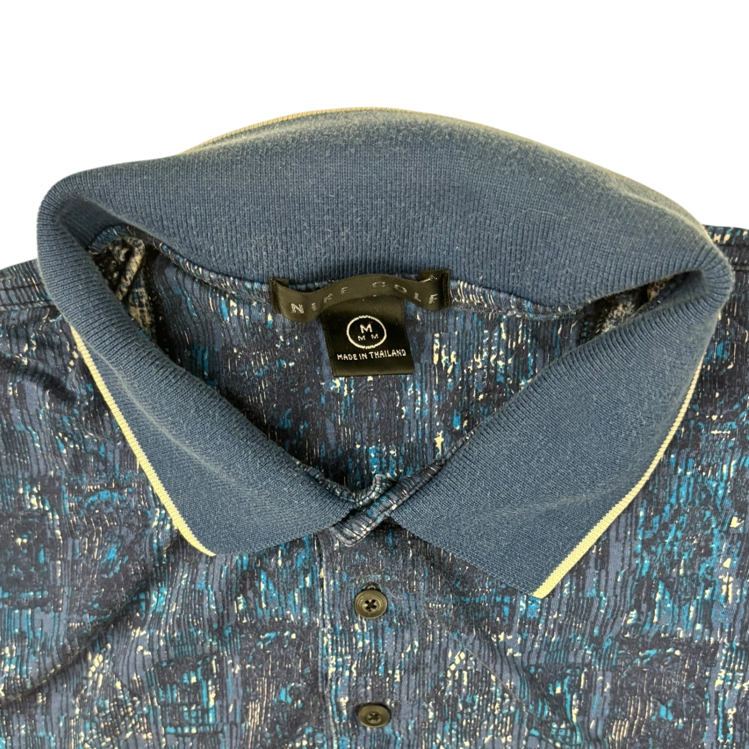 Vintage Nike Golf Patterned Polo T-Shirt Blue