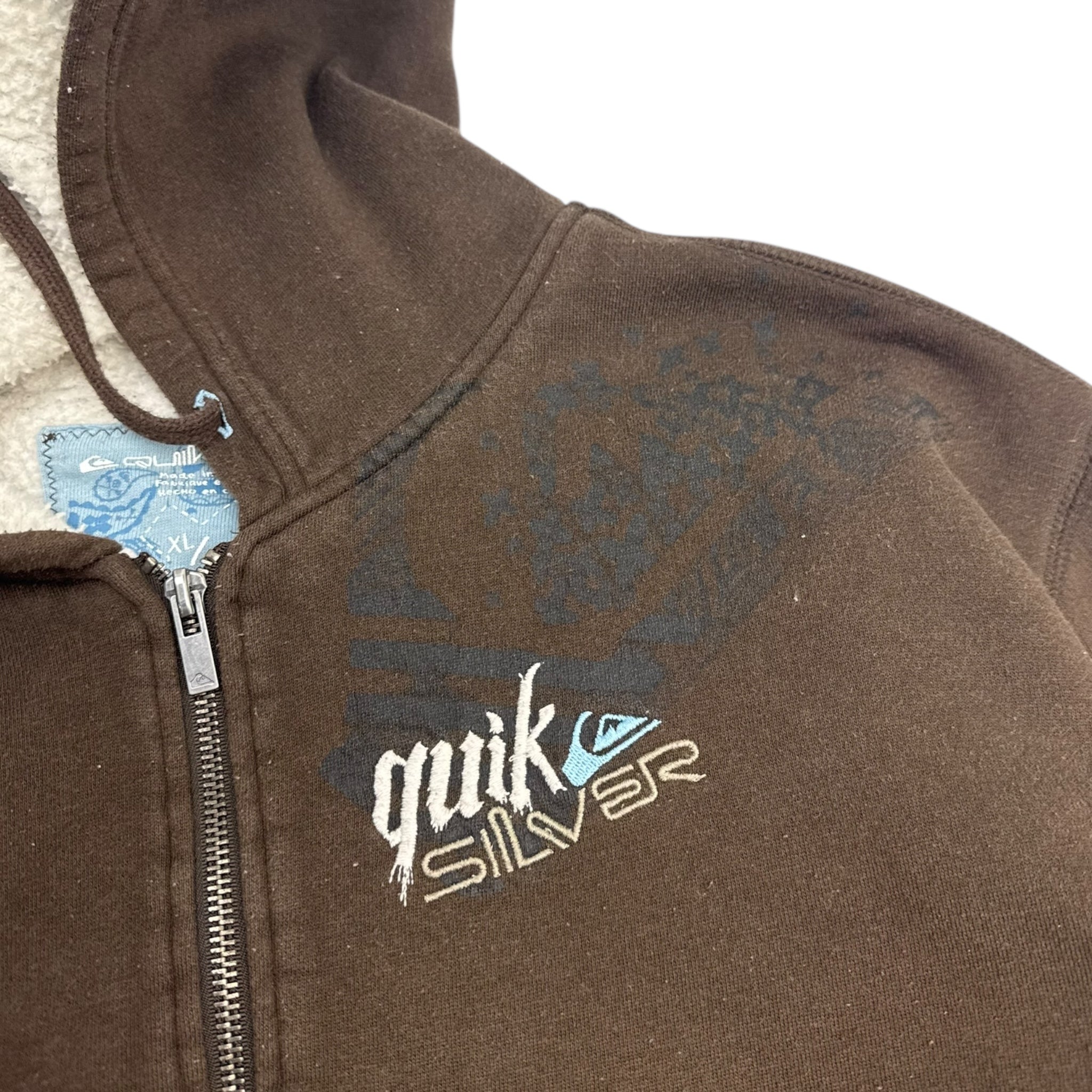 Y2K Quiksilver Zip Up Sherpa Lined Hoodie