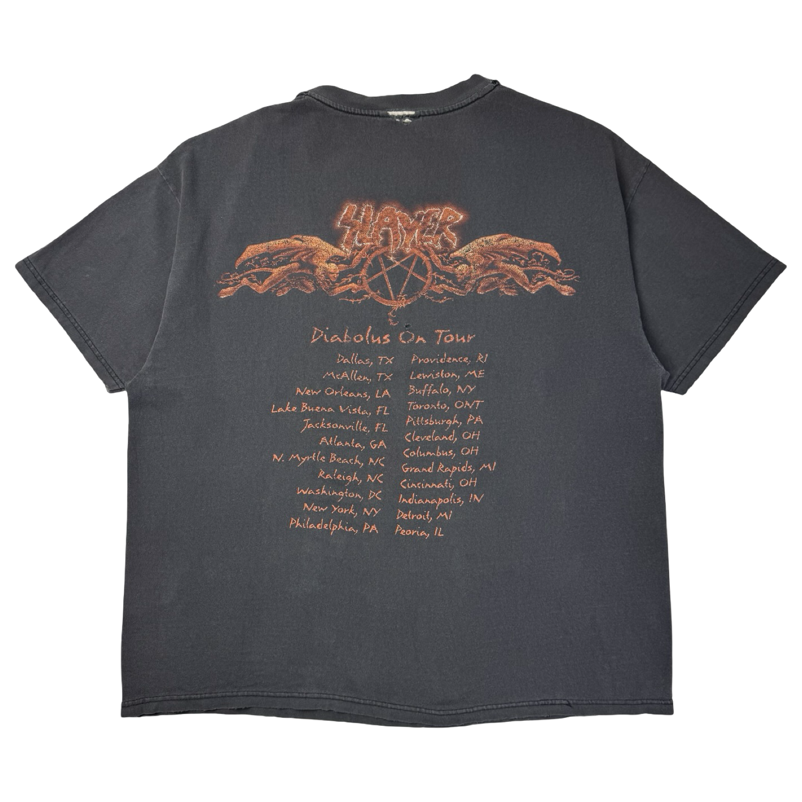 1998 Slayer Diabolus On Tour T-Shirt Faded Black