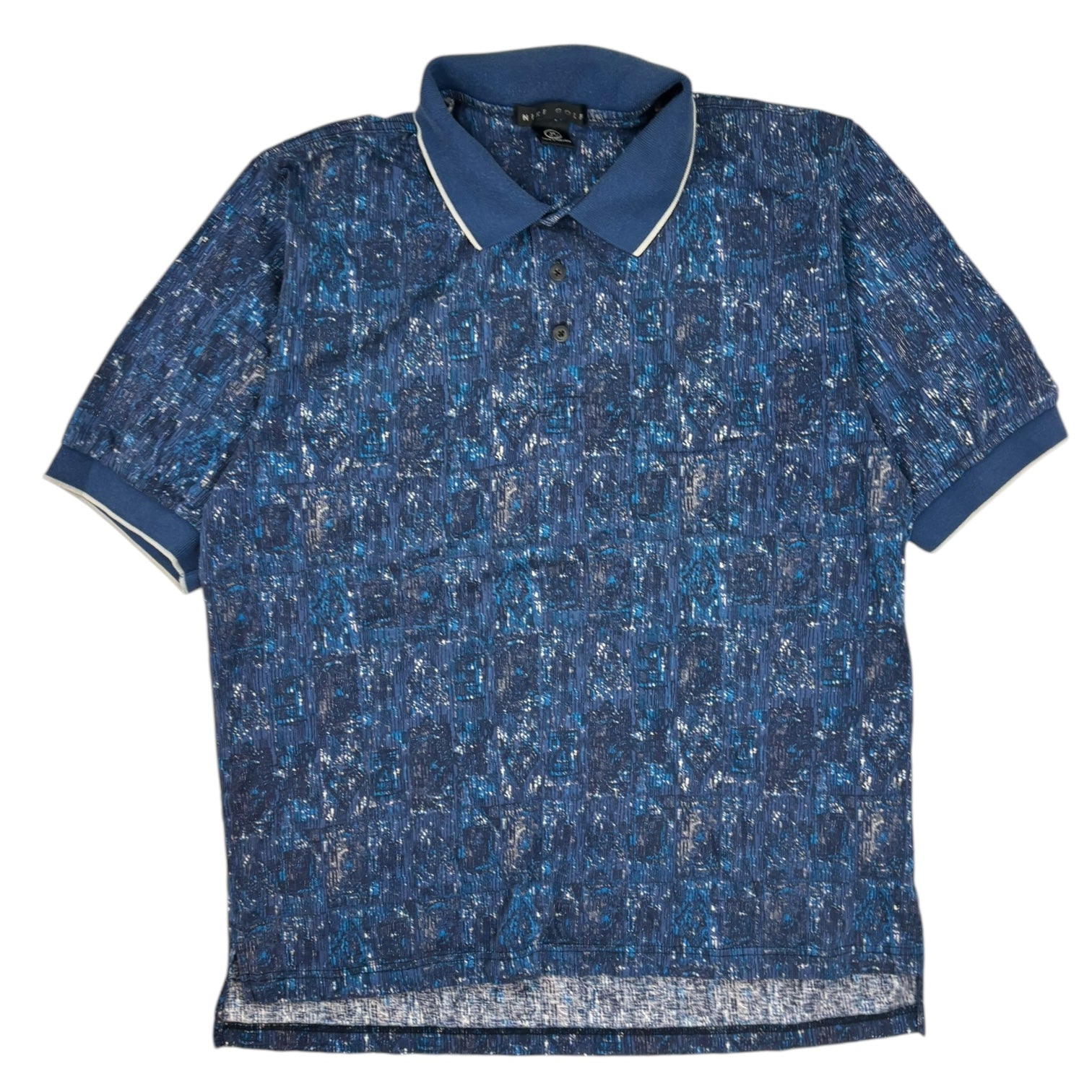 Vintage Nike Golf Patterned Polo T-Shirt Blue