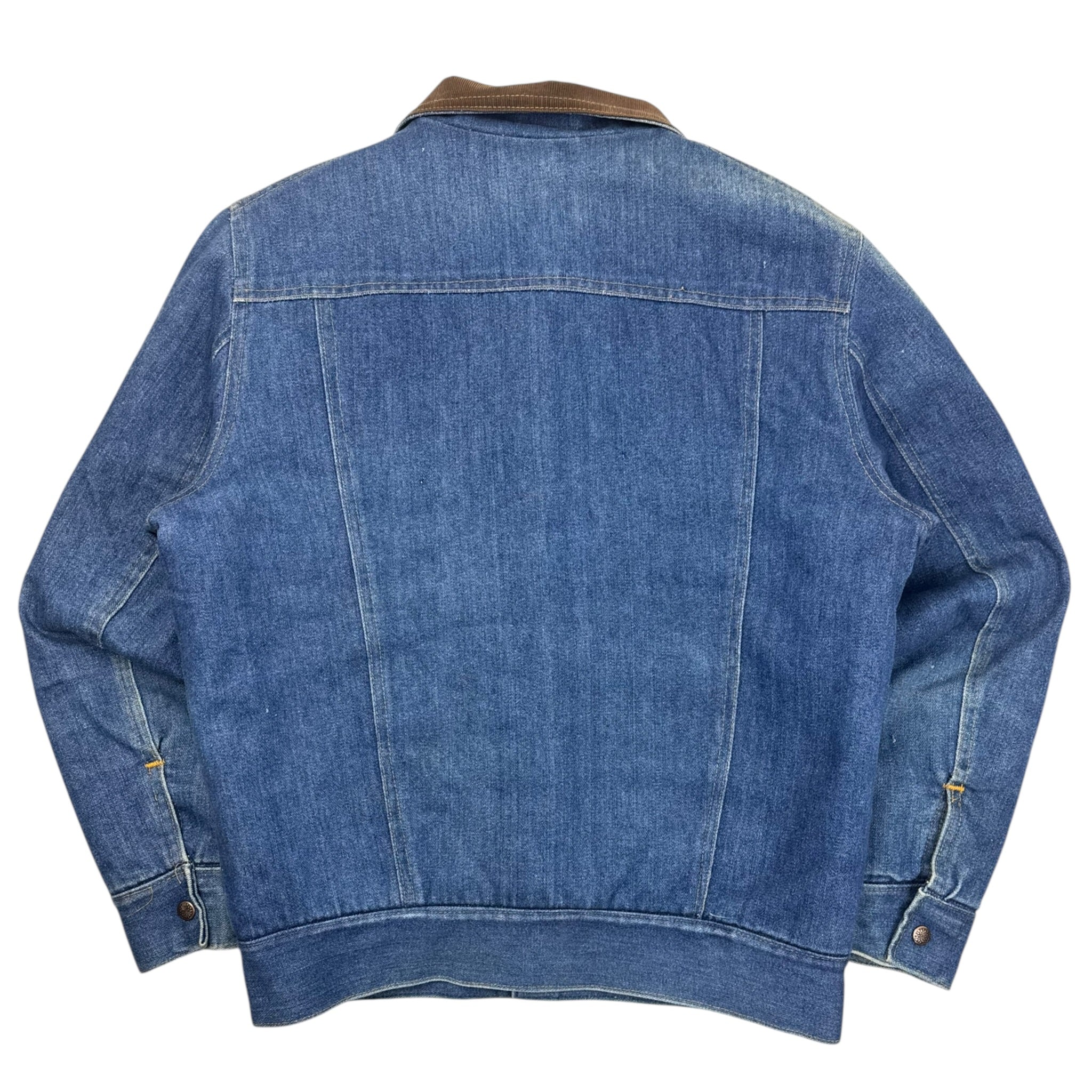 Vintage 70s Sherpa Lined Denim Embroidered Jacket