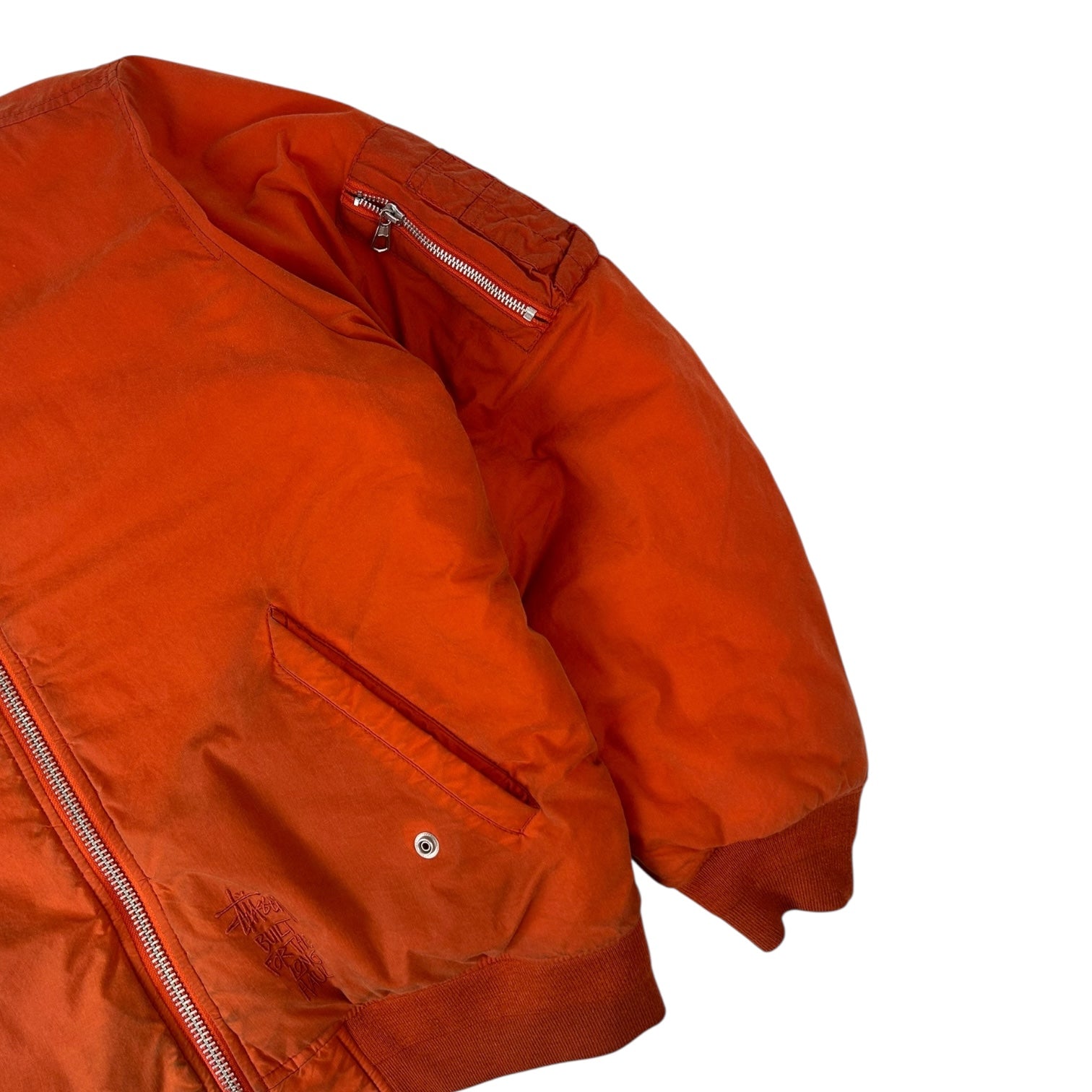 Stussy Waxed Quilted Bomber Jacket Orange