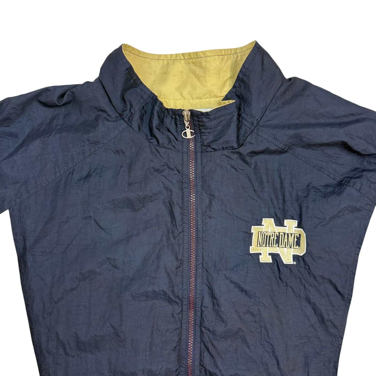 Vintage Champion University Of Notre Dame Windbreaker Jacket Blue/Gold