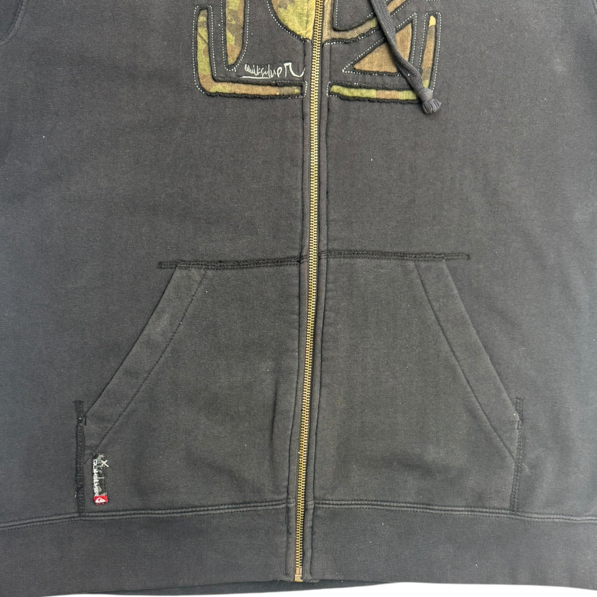 Vintage Y2K Quiksilver Camo Logo Zip Hoodie