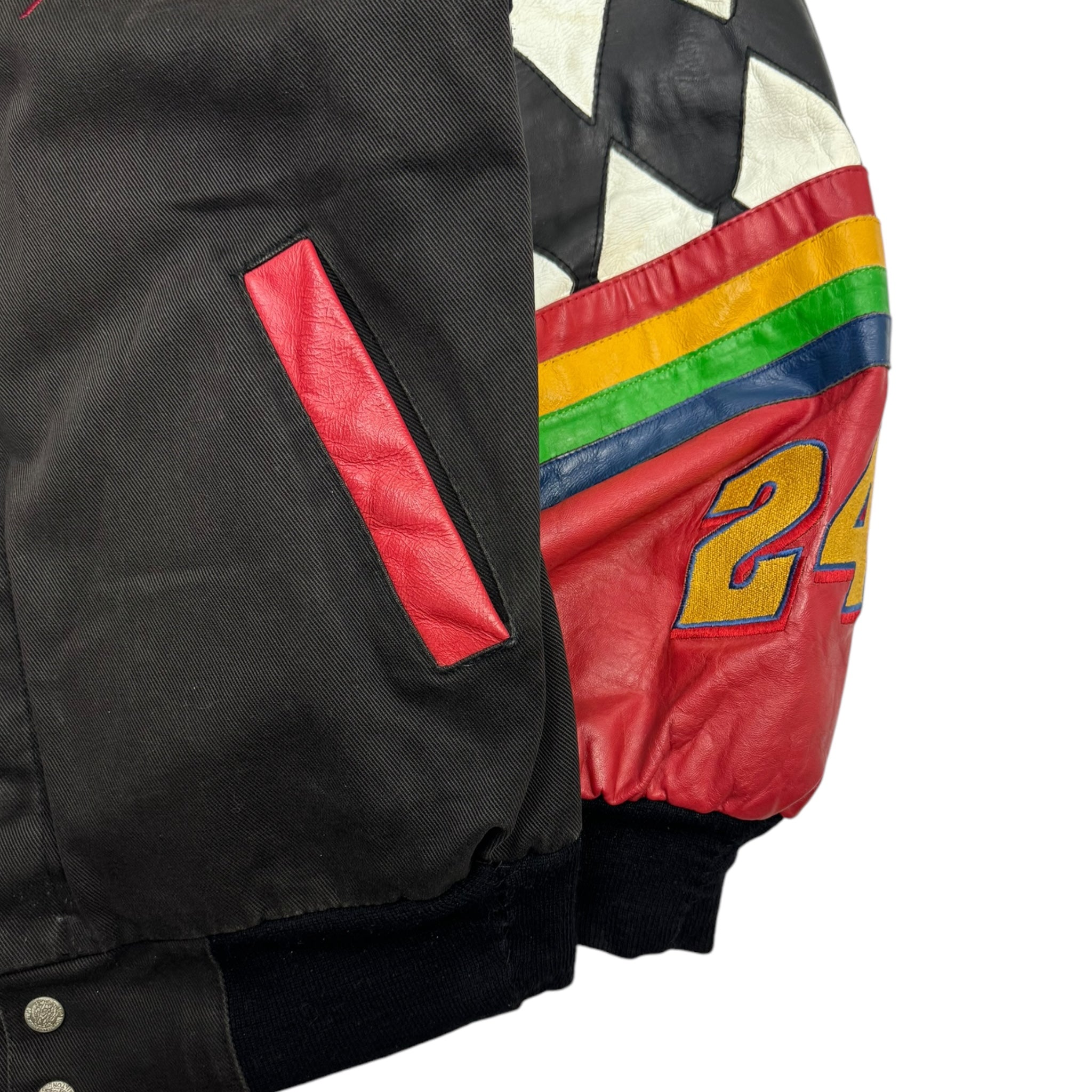 Vintage Jeff Hamilton Leather & Canvas NASCAR Jacket