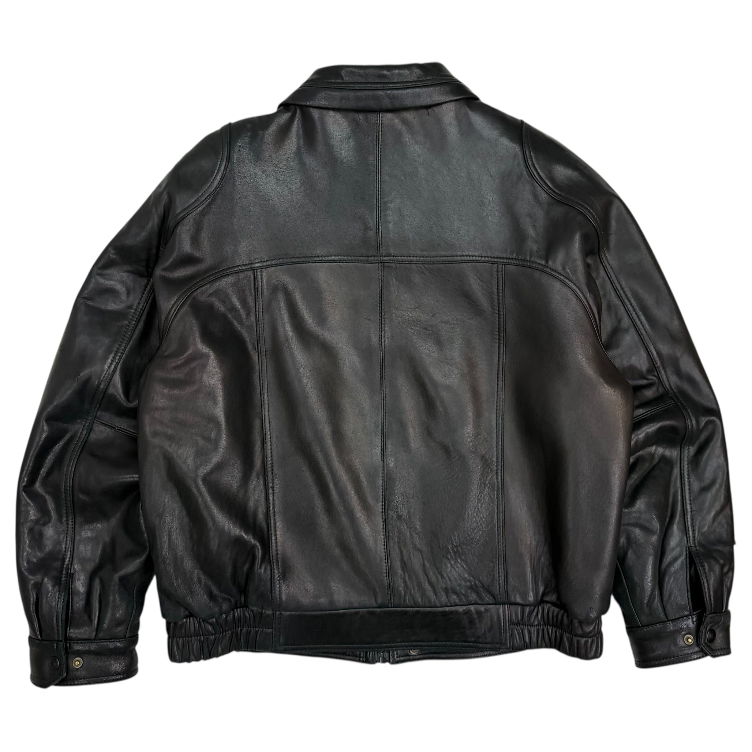 Vintage Leather Bomber Jacket Black