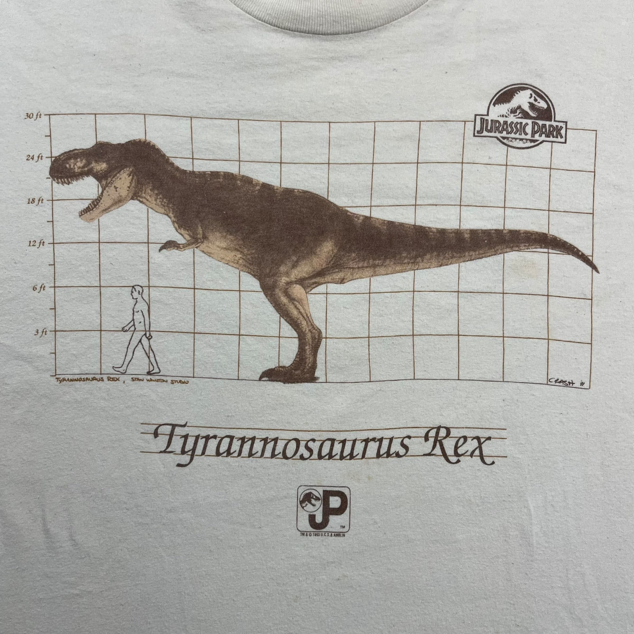 1993 Jurassic Park Tyrannosaurus Rex Tee White
