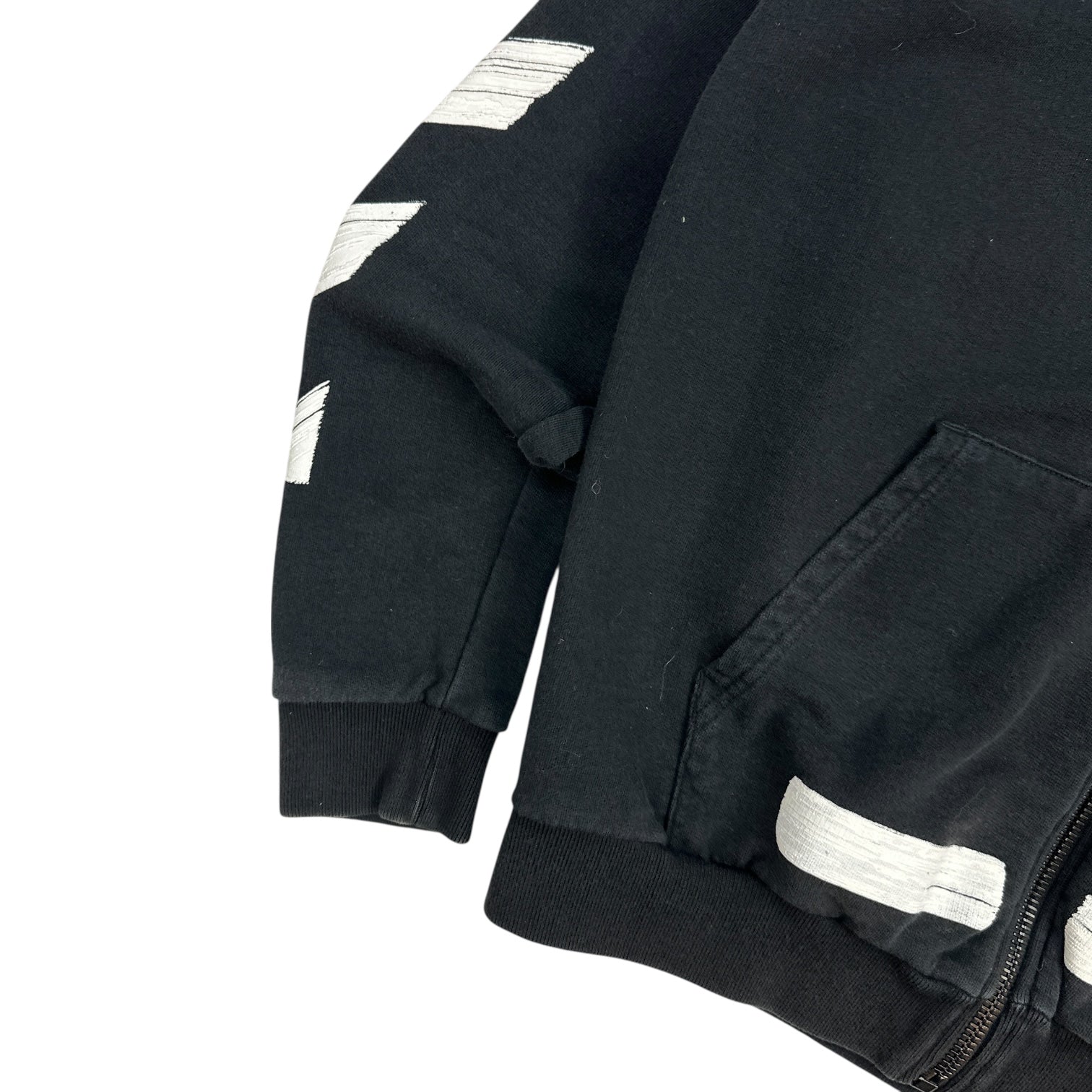 Off-White Paint Brush Zip Up Hoodie Black