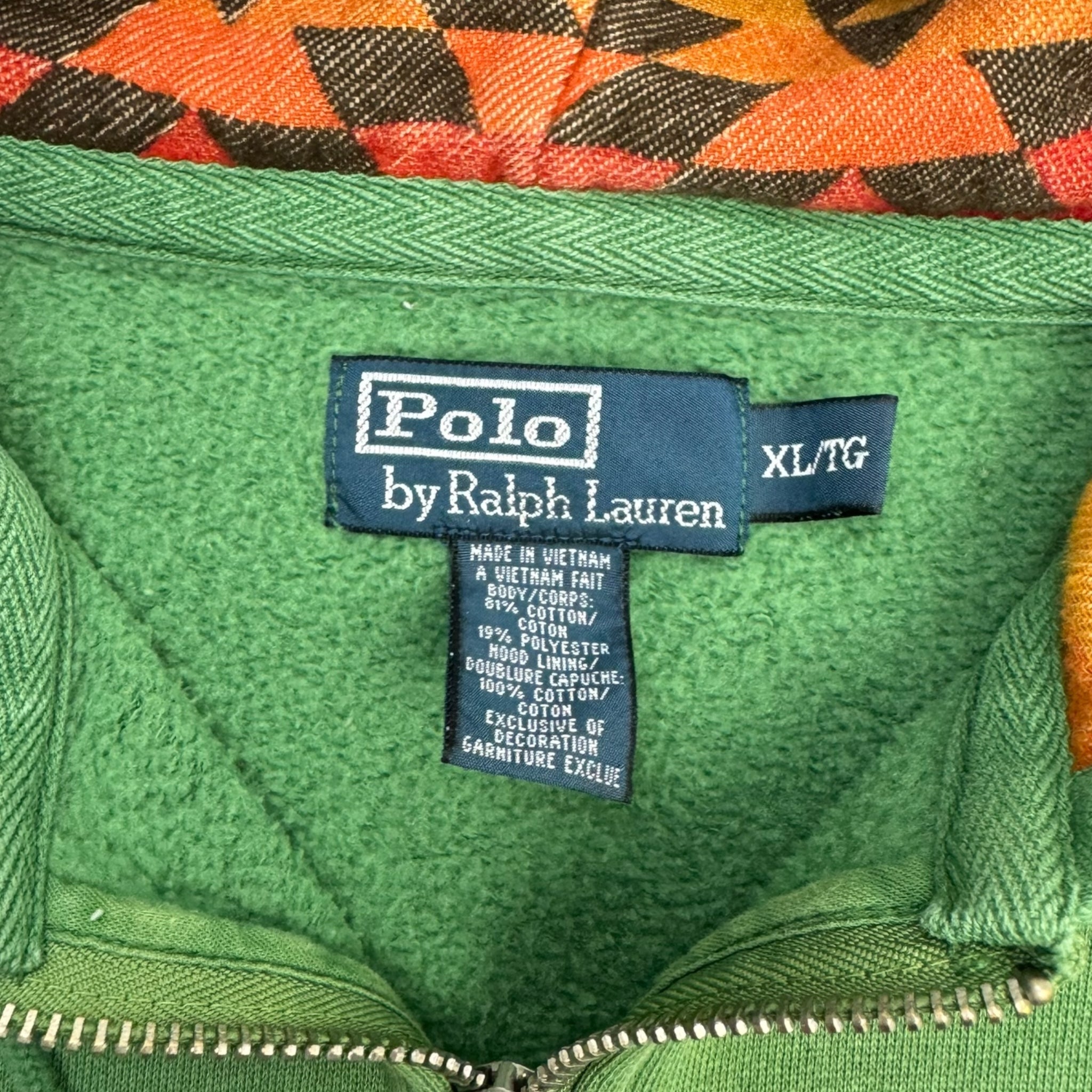 Vintage Polo Ralph Lauren Aztec Patterned Hood Zip Up Hoodie