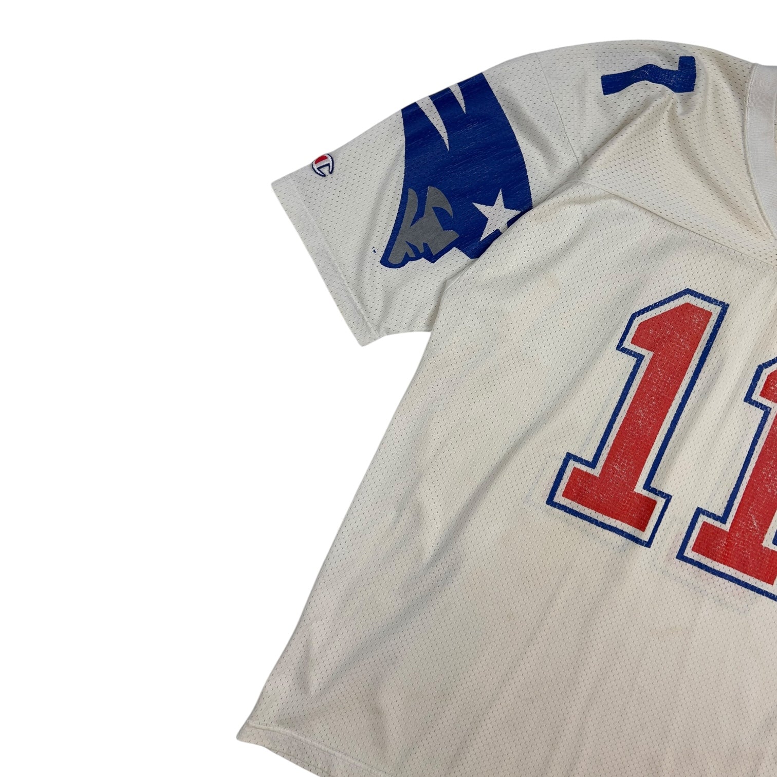 Vintage Champion New England Patriots Drew Bledsoe Away Jersey White