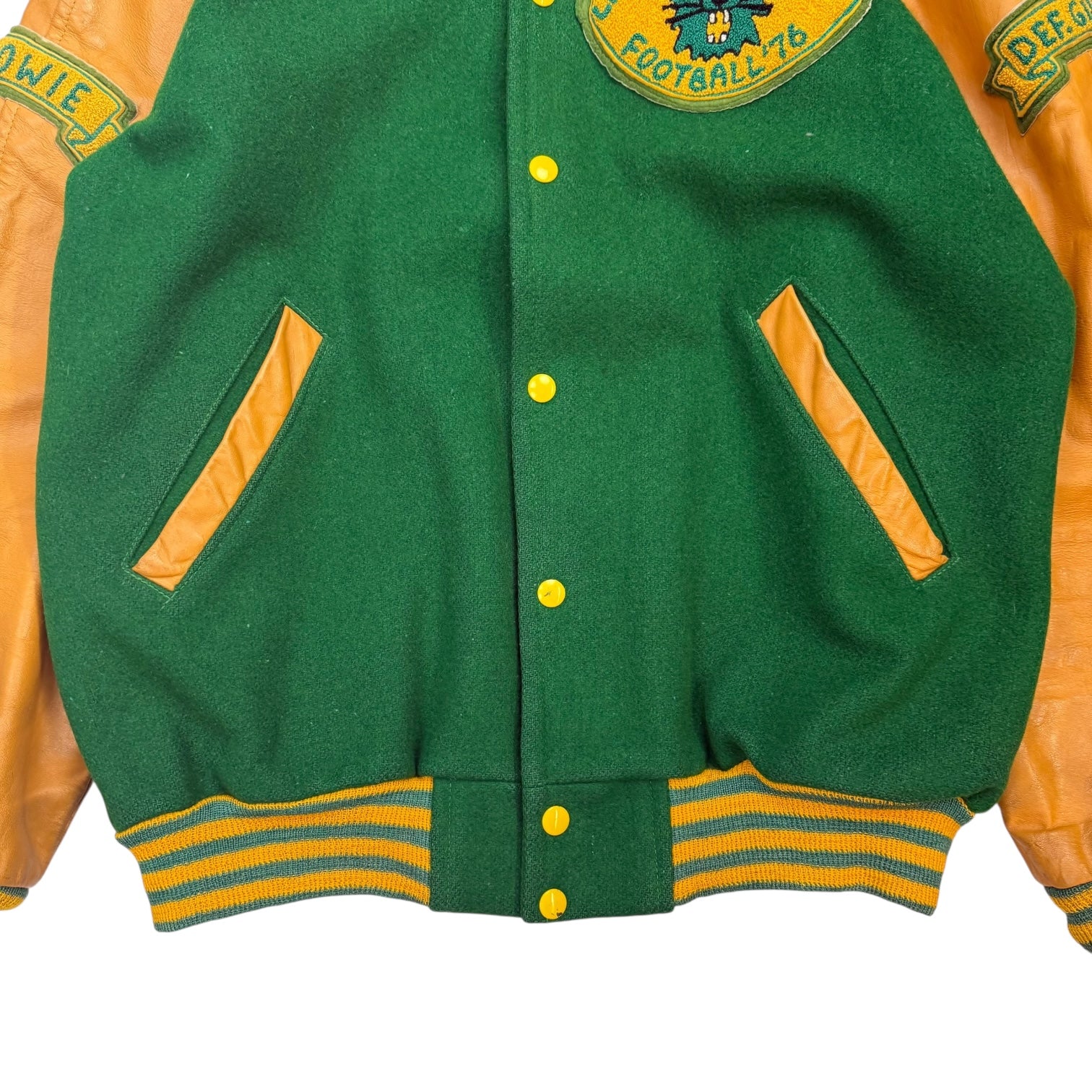 1976 Lakeland College Football Letterman Bomber Jacket Green