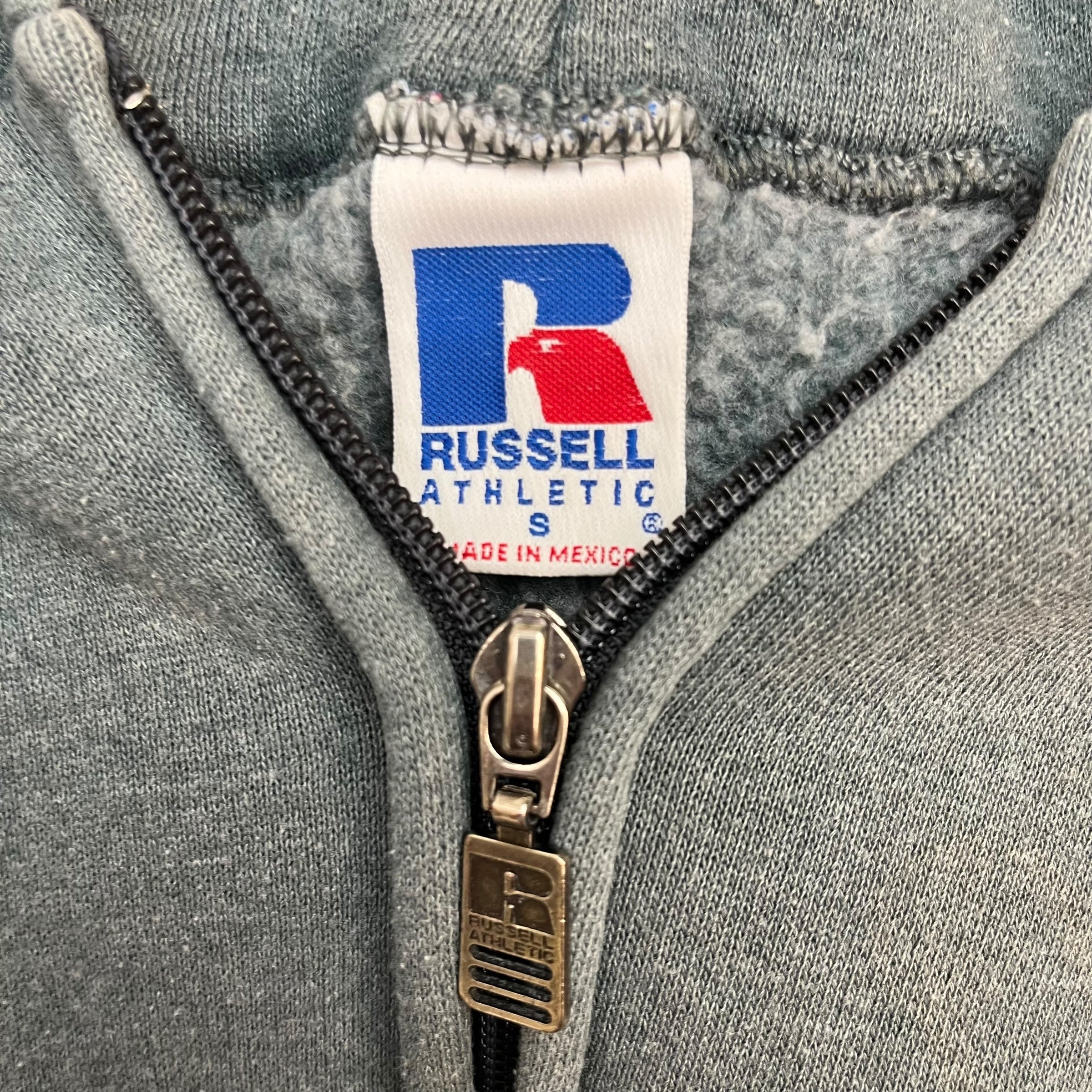 Vintage Russell Athletics Zip Up Hoodie Grey/Green
