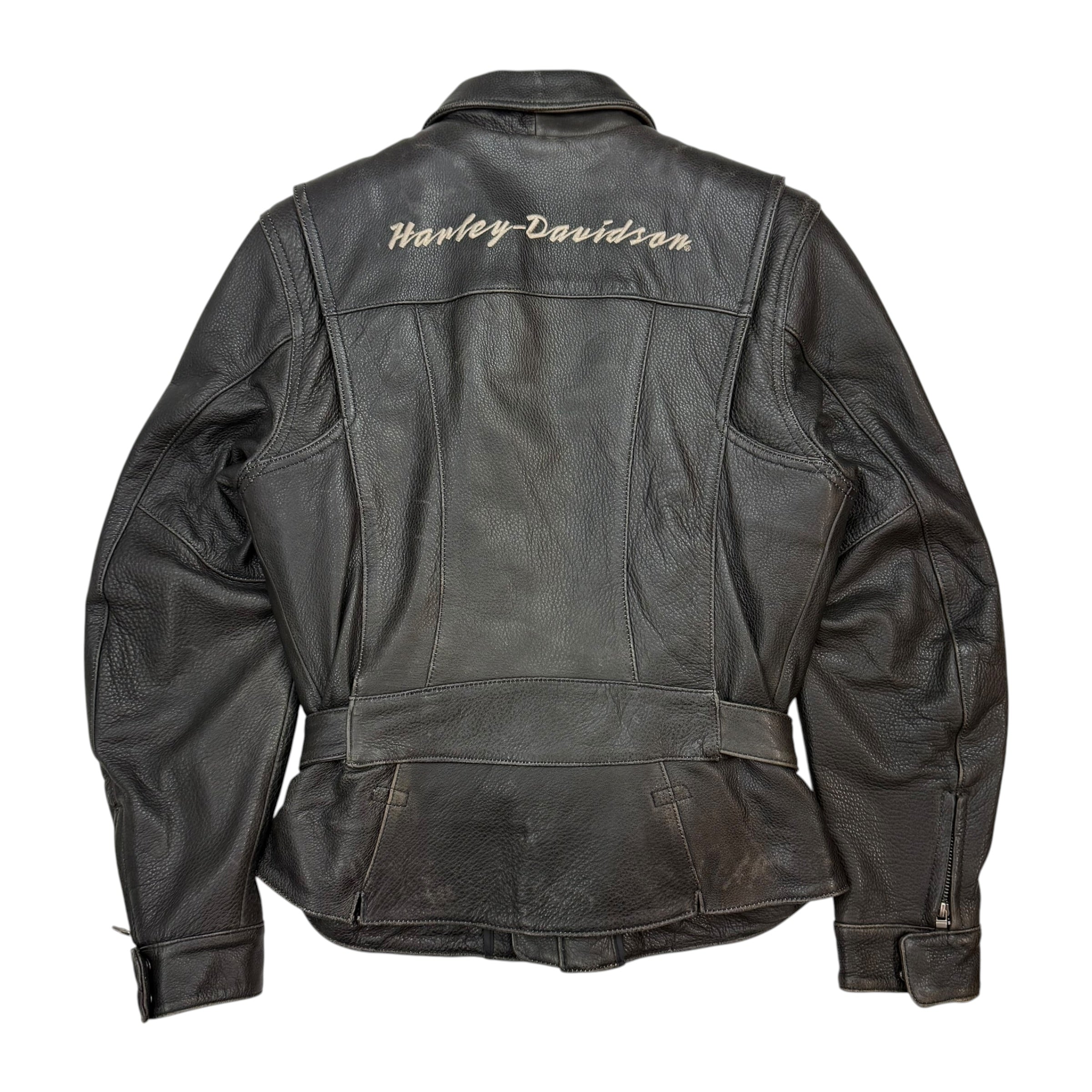 (W) Vintage Harley Davidson Leather Moto Jacket Black