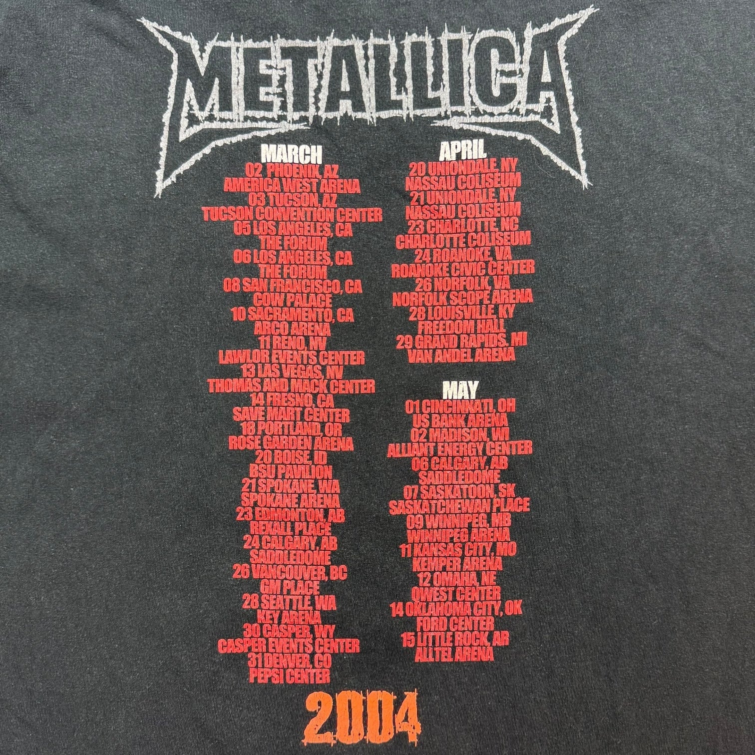 2004 Metallica St Anger Tour Tee Black