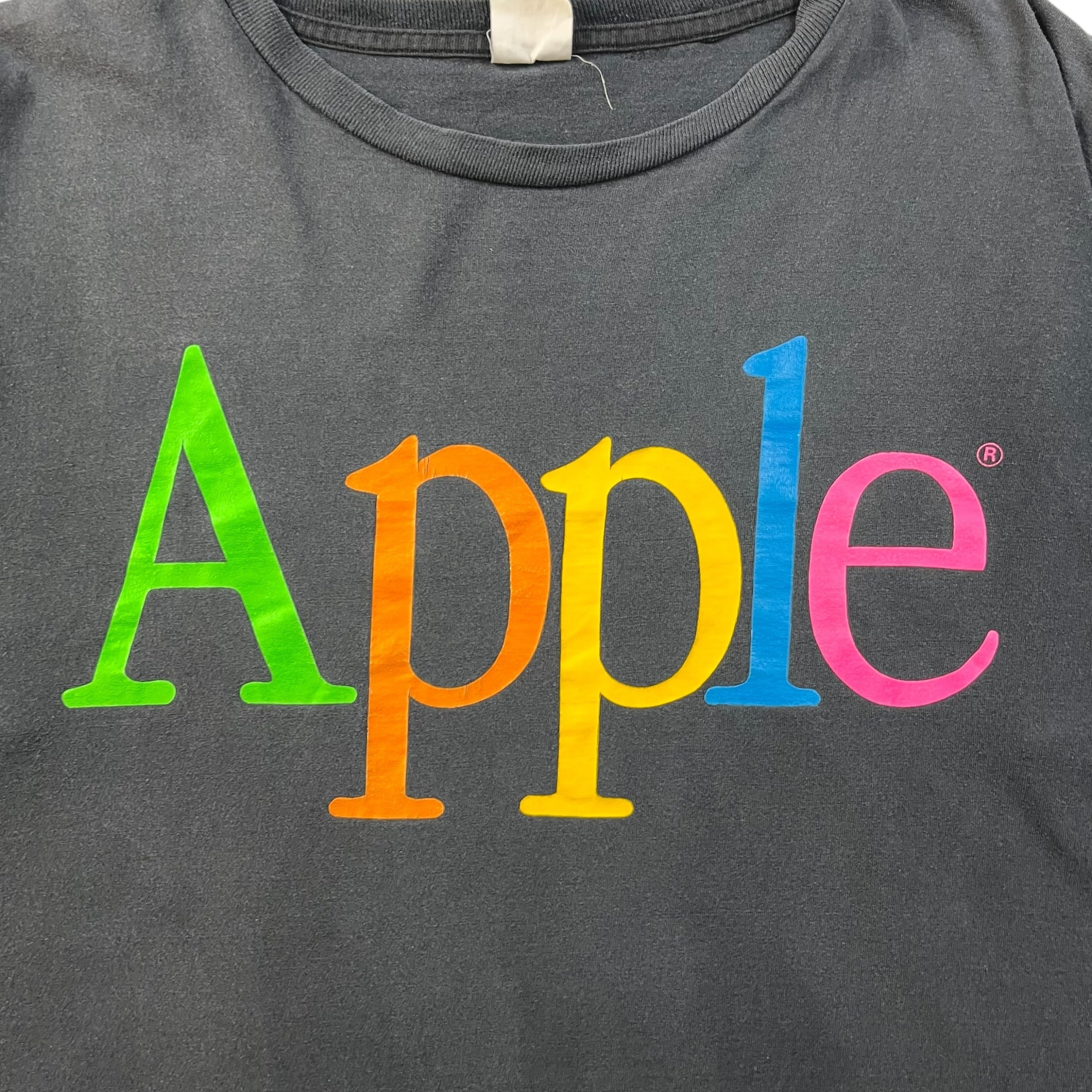 Vintage Rainbow Apple Spell Out Tee Black