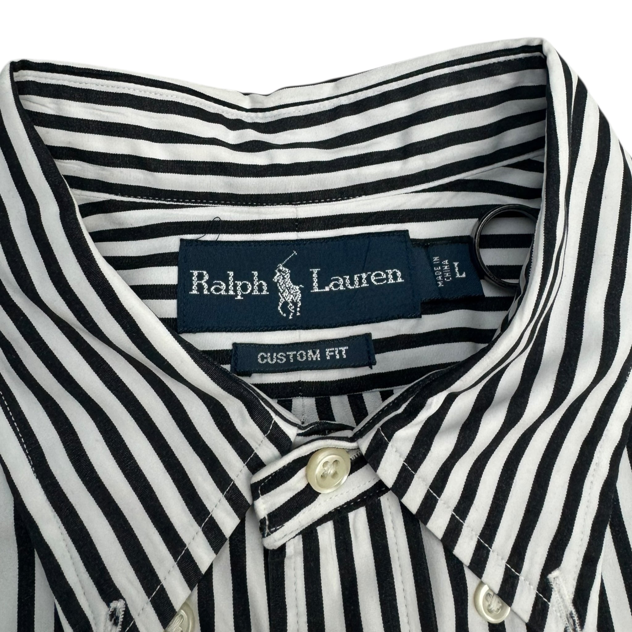 Vintage Polo Ralph Lauren Button Up Shirt White Stripe