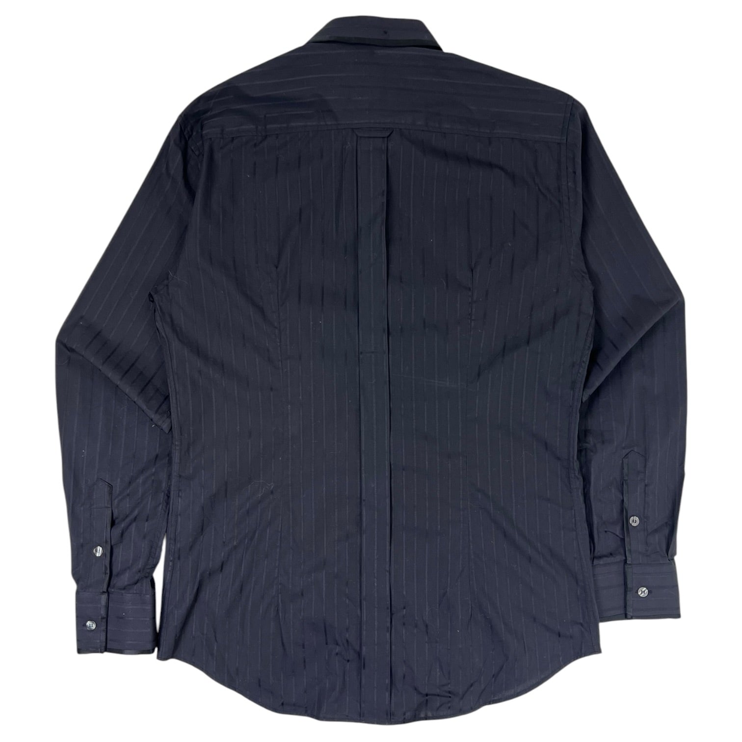 Dolce & Gabana Striped Slim Fit Navy Button Up