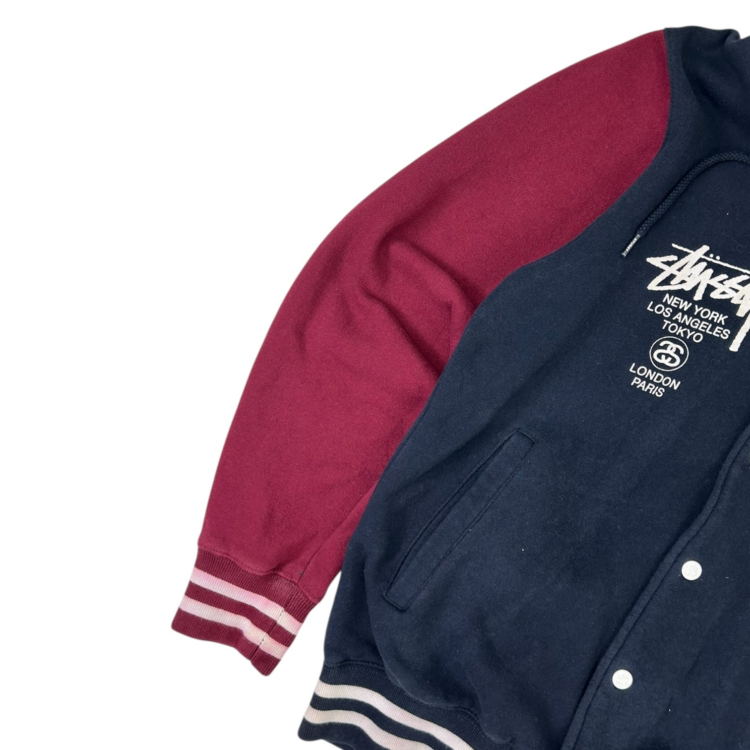Vintage Stussy Varsity Hoodie Navy/Maroon