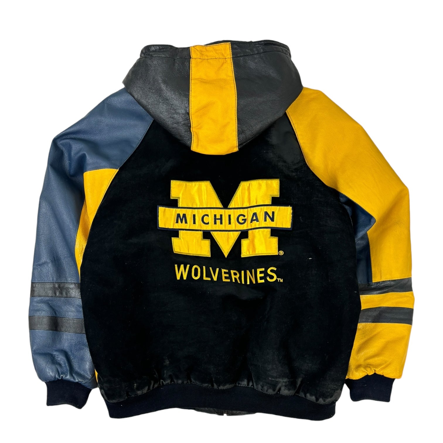 Vintage Speedo University of Michigan Wolverines Suede Leather Jacket Black