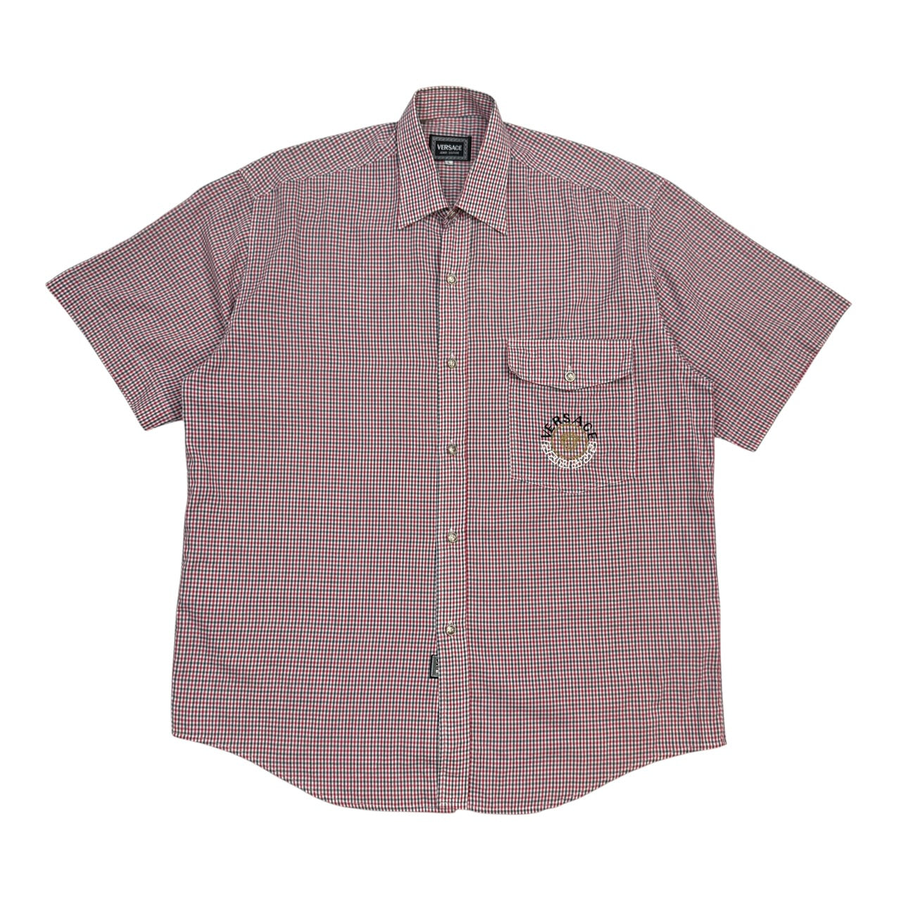 Vintage Versace Jeans Couture Checkered Button Up Shirt Red