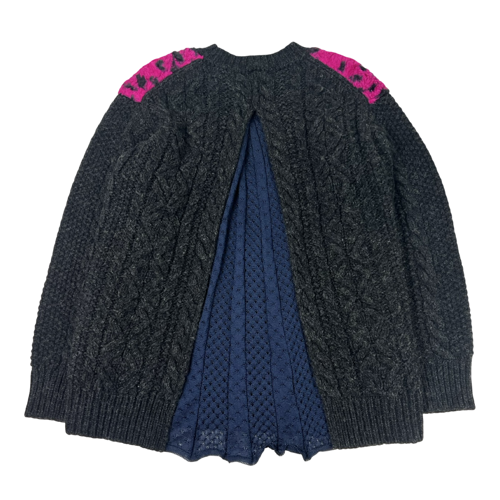 Junya Watanabe Comme Des Garçons Cable Knit Wool Dark Charcoal Sweater