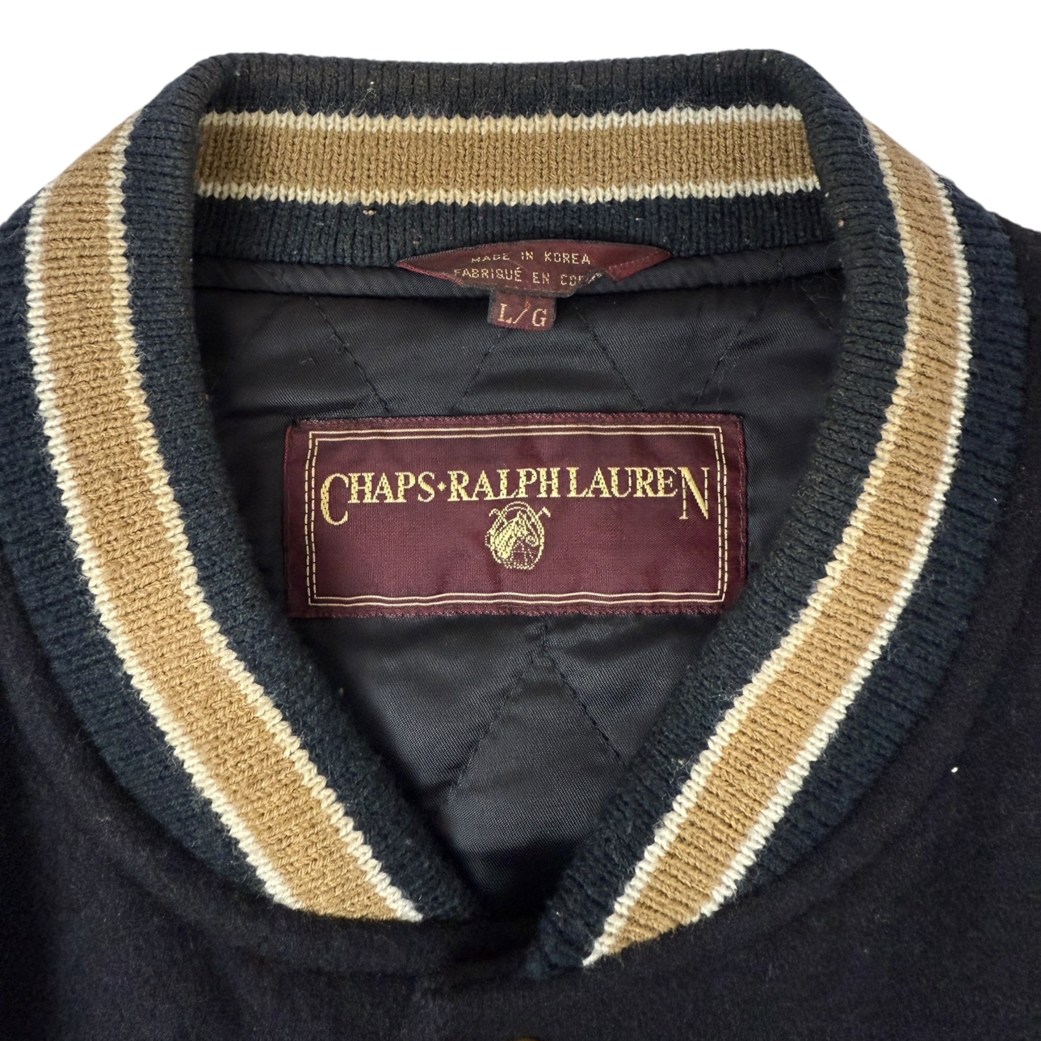 Vintage Chaps Ralph Lauren Varsity Jacket Black